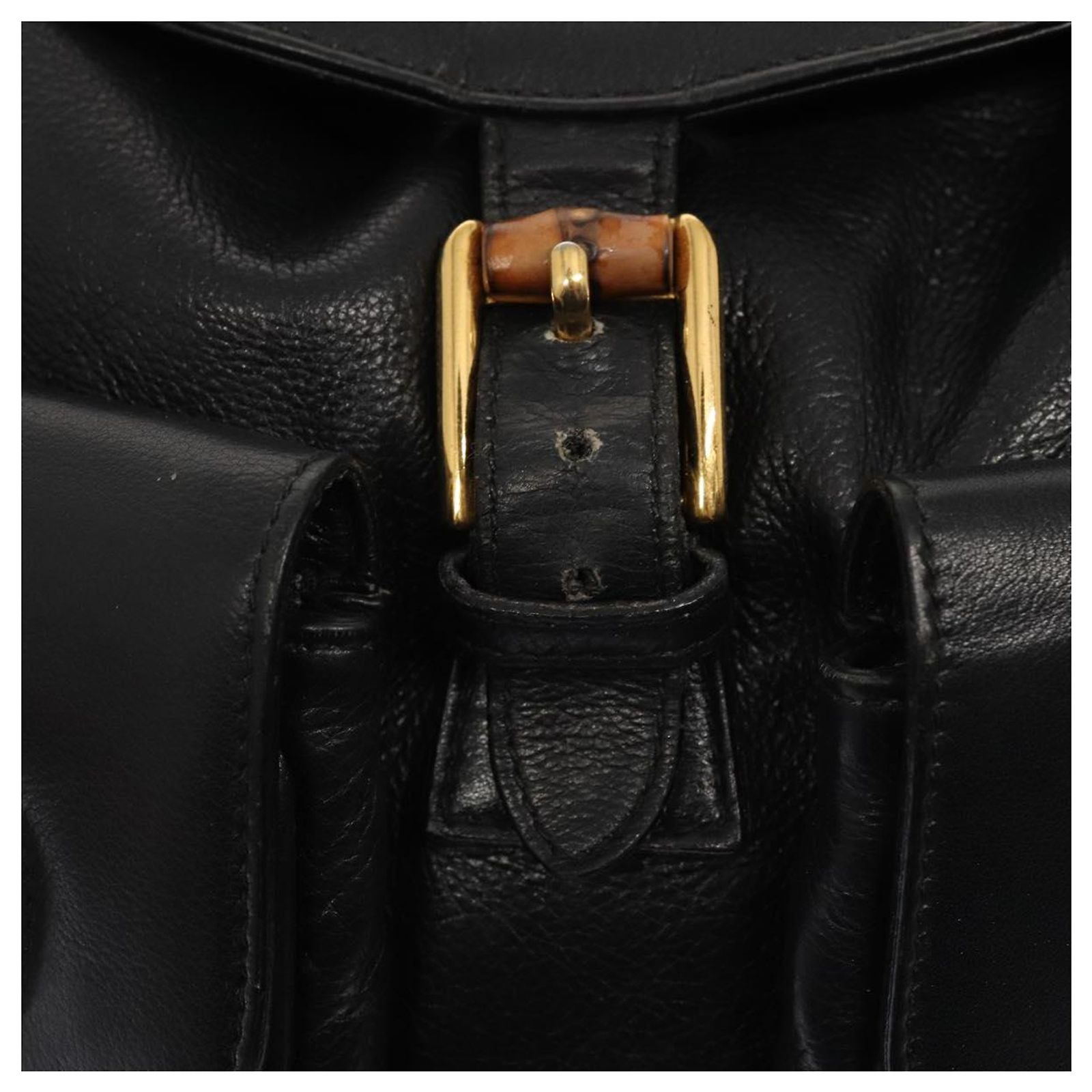 GUCCI Bamboo Backpack Leather Black Gold 003 2058 0016 Auth am6724 GUCCI Bamboo Backpack Leather Black Gold 003 2058 0016 Auth  main image 2