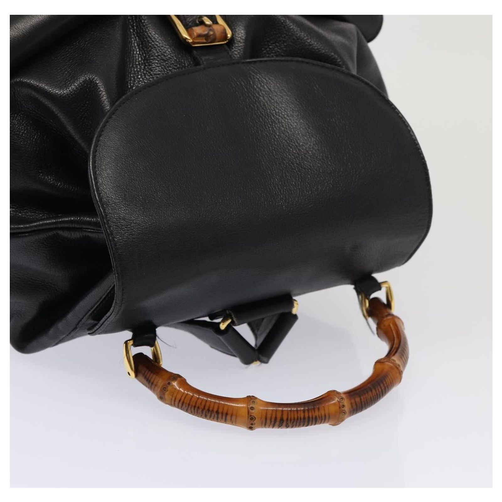 GUCCI Bamboo Backpack Leather Black Gold 003 2058 0016 Auth am6724 GUCCI Bamboo Backpack Leather Black Gold 003 2058 0016 Auth  main image 3