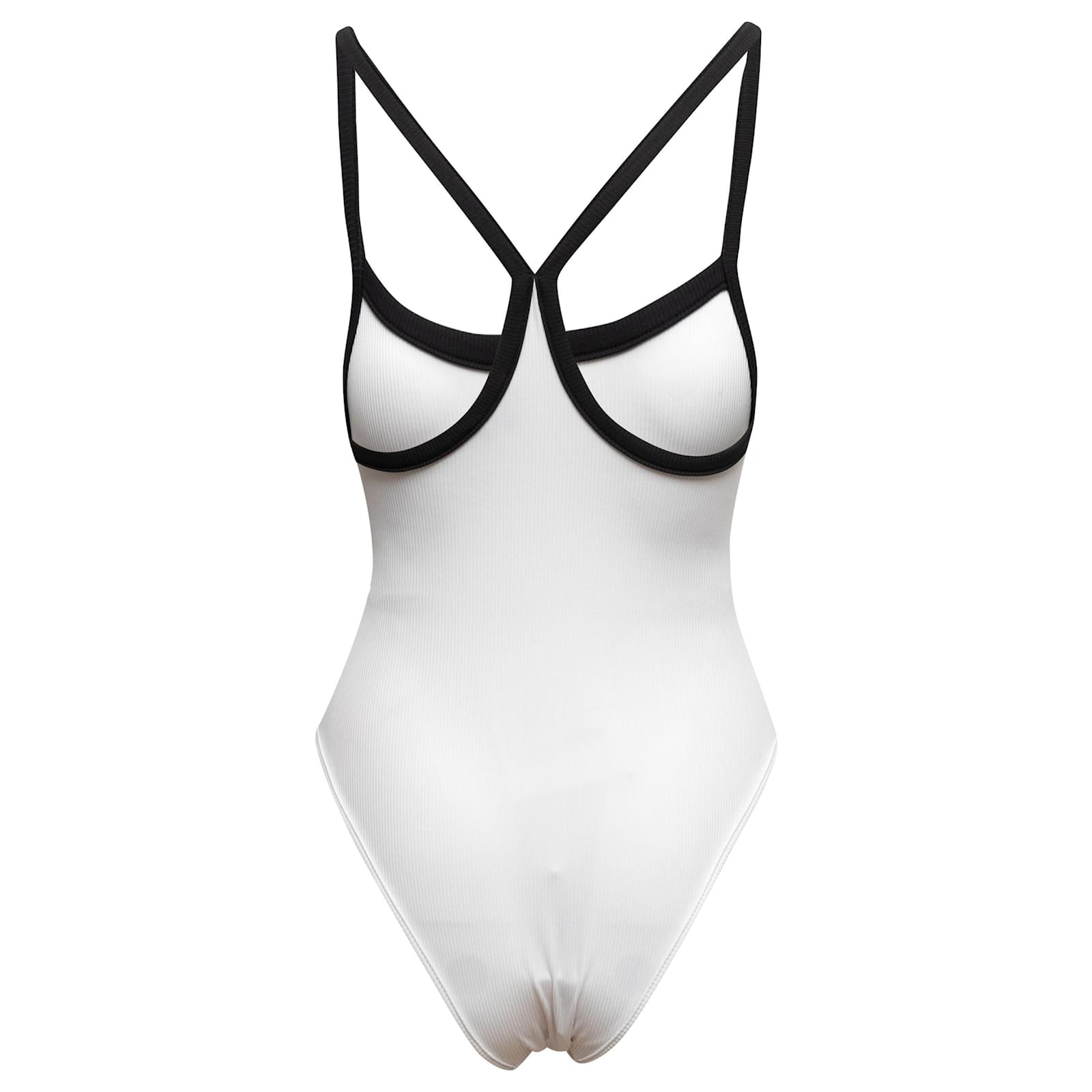 White & Black Chanel Spring/Summer 2022 One-Piece CC Bathing