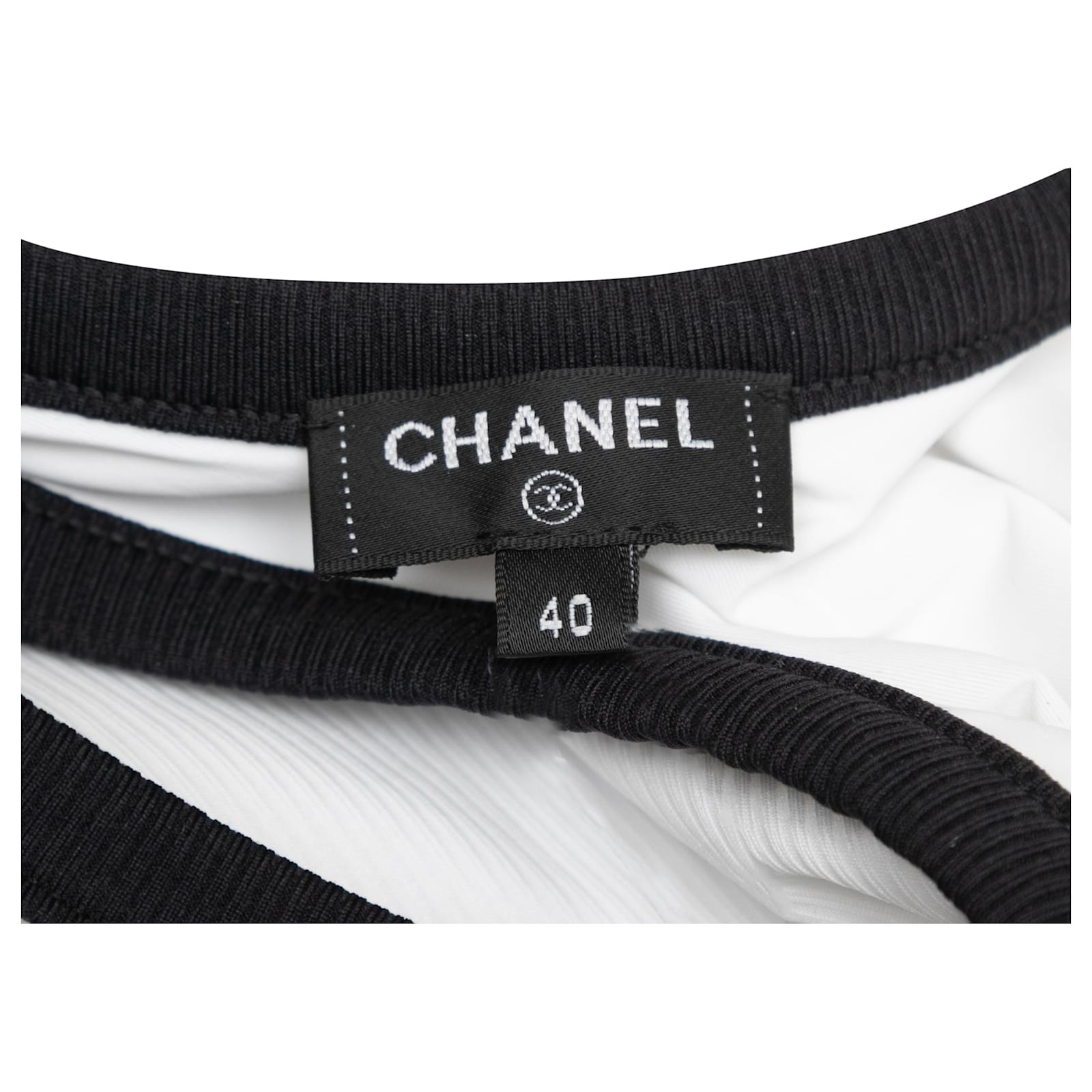White & Black Chanel Spring/Summer 2022 One-Piece CC Bathing