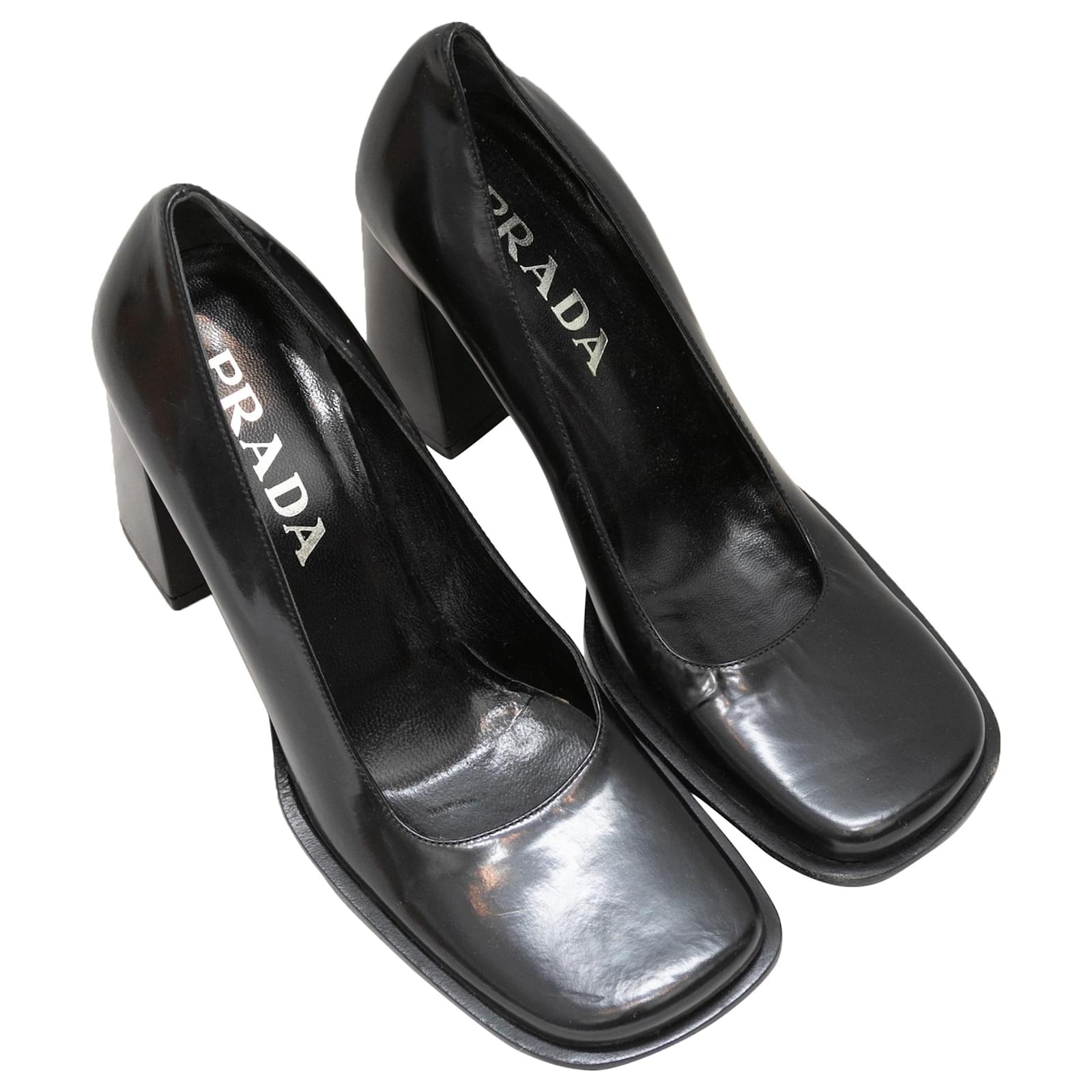Black Prada Square-Toe Pumps Size 35 Leather ref.JC1602797 (Sold