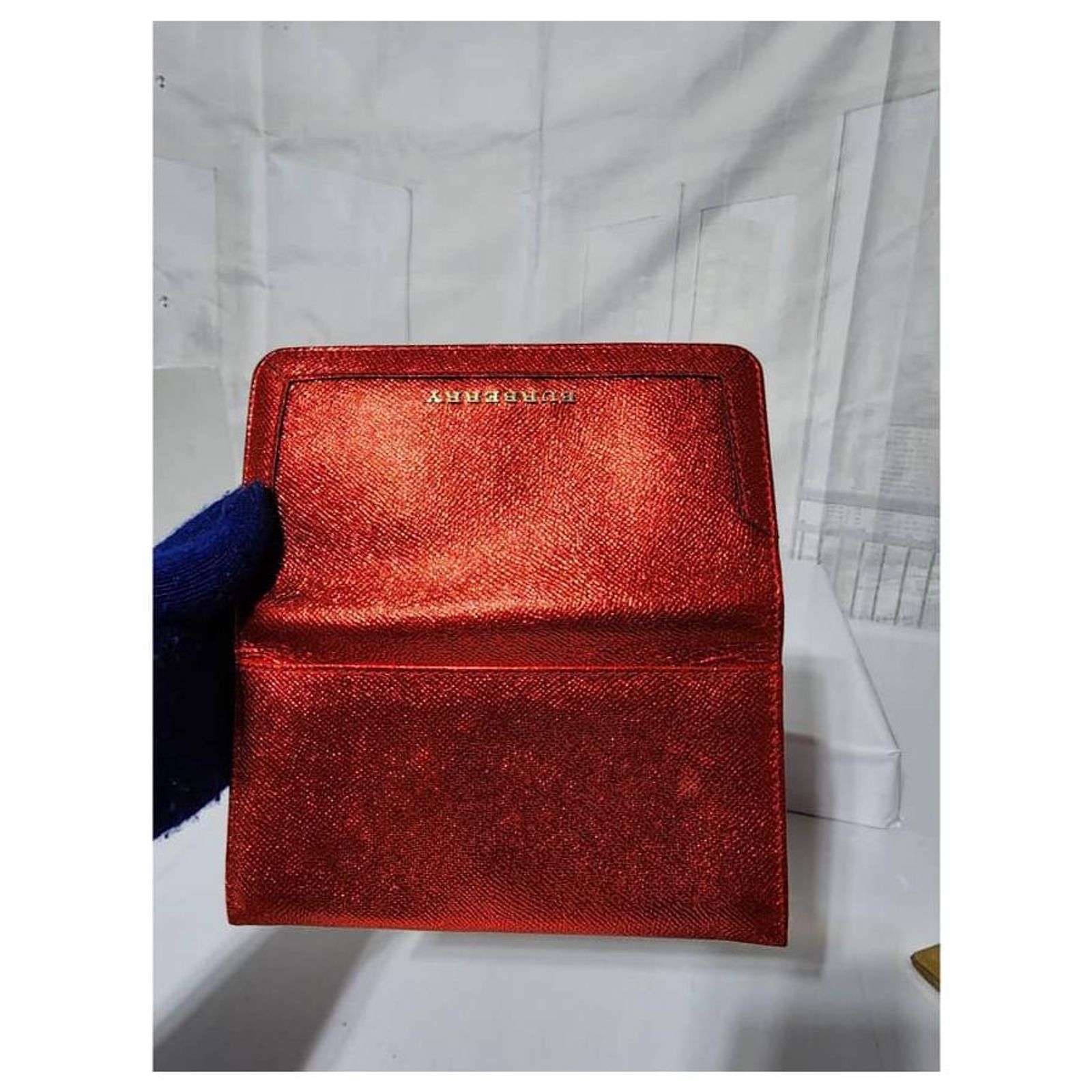 BURBERRY Patent Heritage Grain Penrose Continental Wallet Red Patent ...