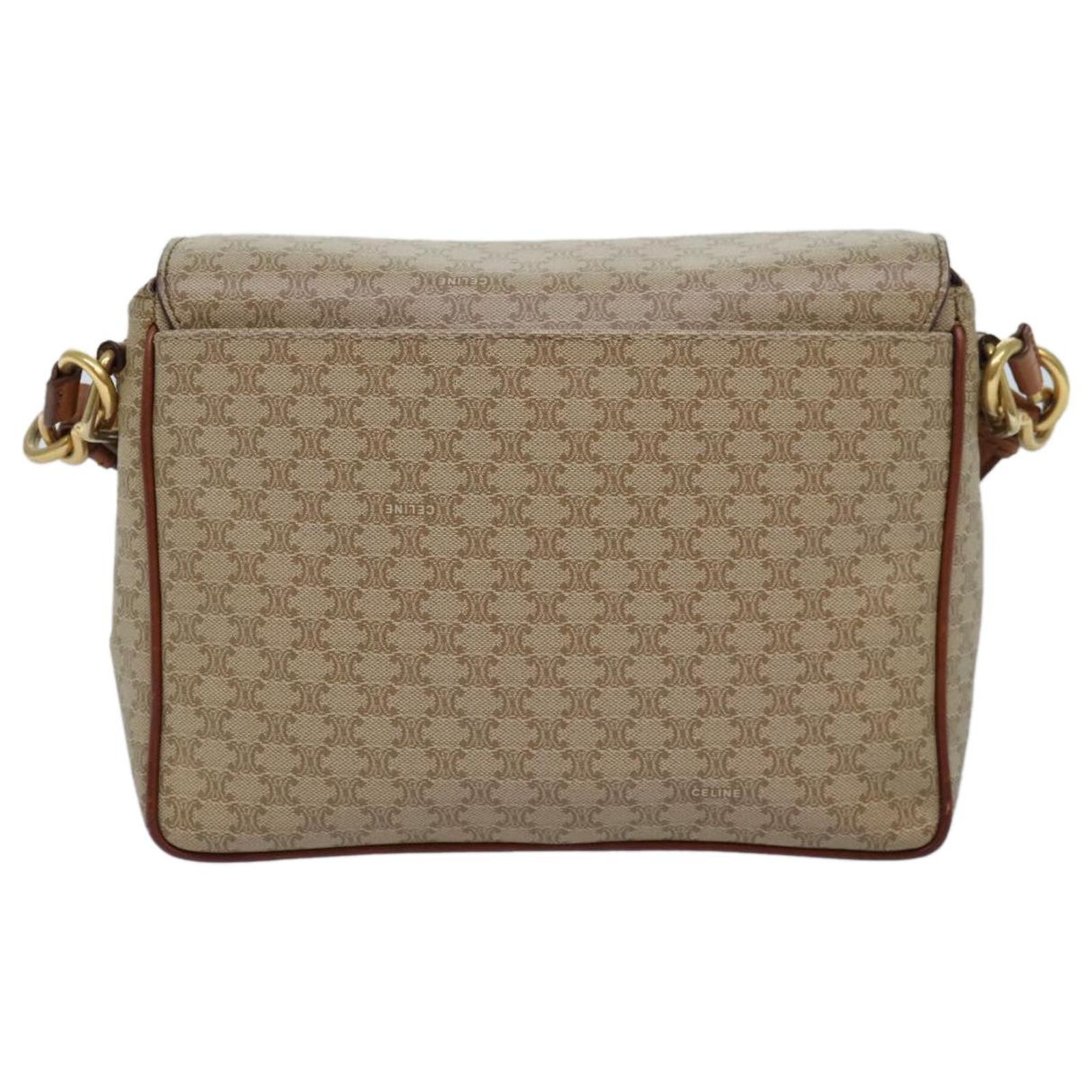 1603239 Céline Celine Macadam Canvas Shoulder Bag Beige White Cloth ref.1603239 ...