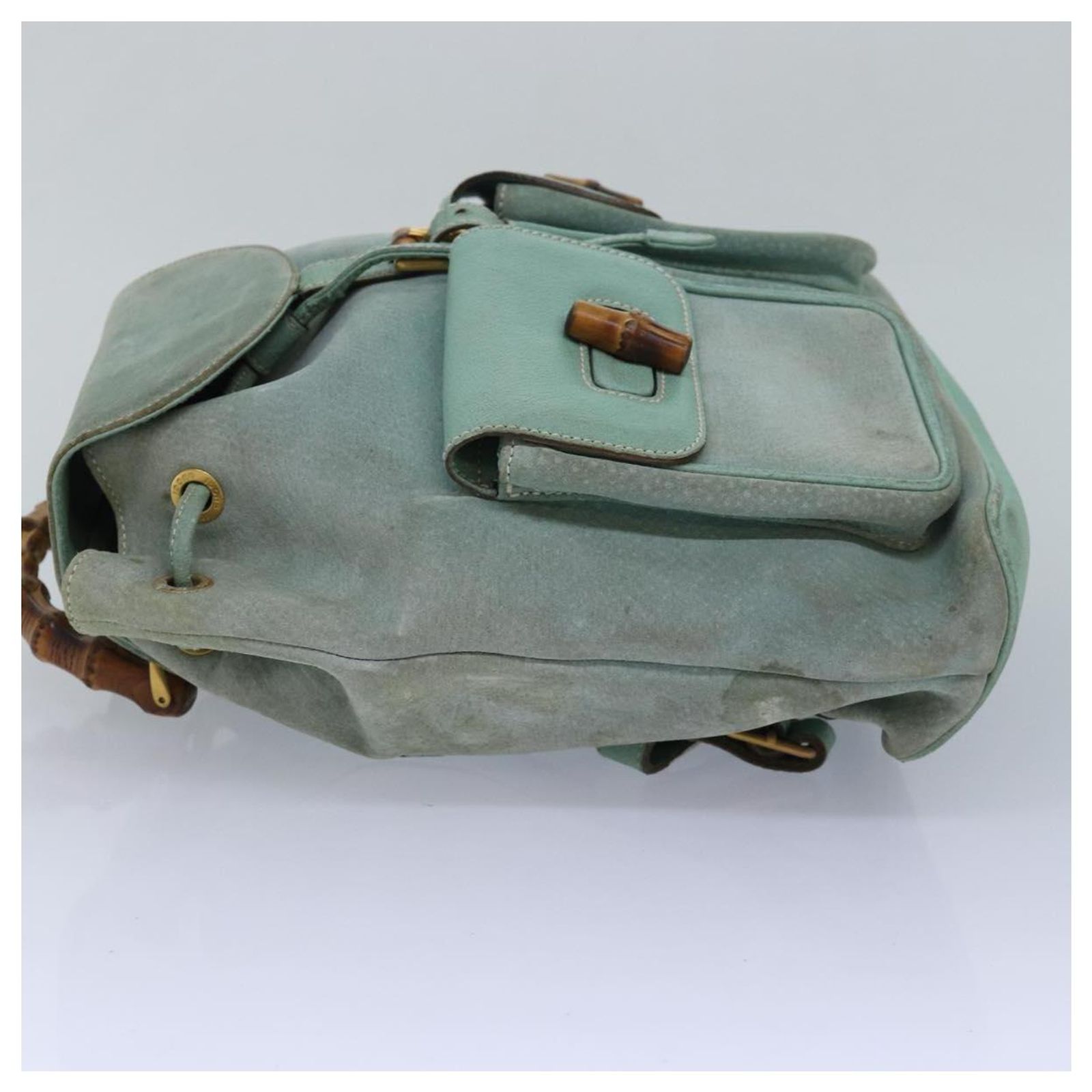 Gucci Gucci Bamboo Daim Green Suede Backpack Bag Gucci Gucci bamboo daim main image 4