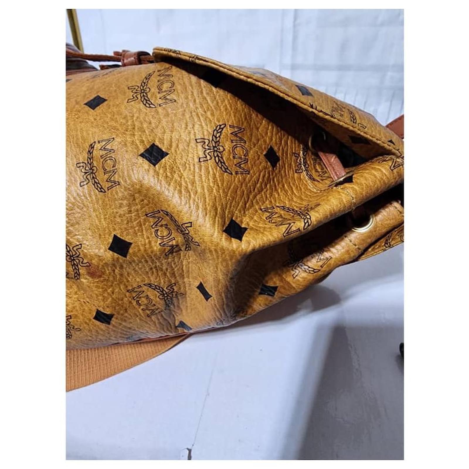 Occasion] MCM Logo Cuir Épaule Main Sac Bandoulière Visetos Cognac
