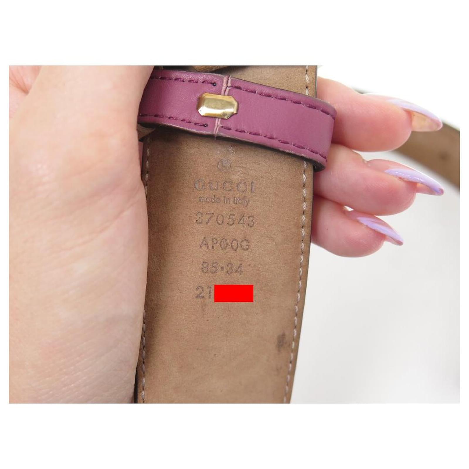 値下げ！GUCCIベルト　ピンク85センチ GUCCI BELT LOGO GG 370543 T85 CM IN PINK LEATHER ref.1604253