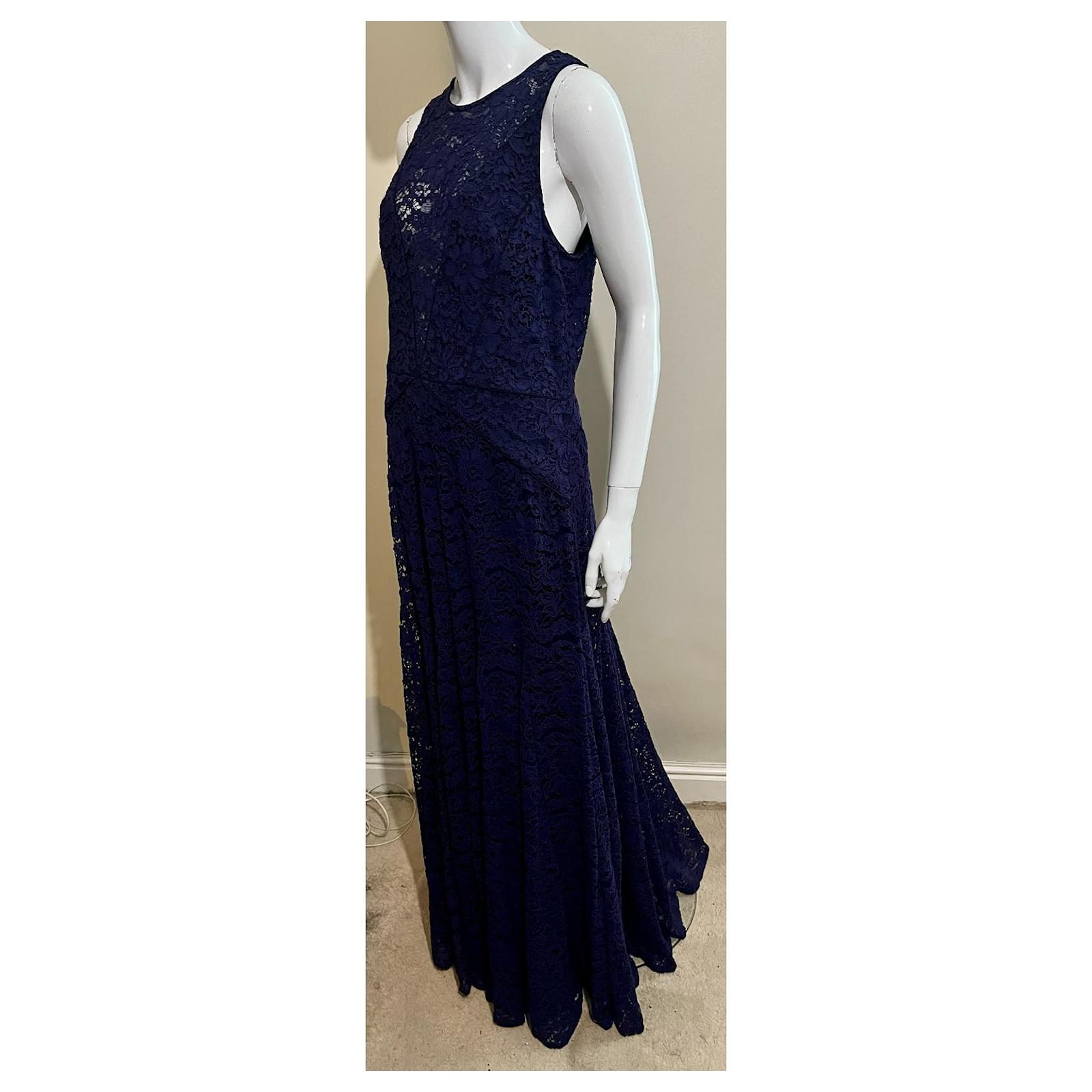Vera Wang Midnight blue evening gown from Guipure lace Navy blue  ref.1604528 - Joli Closet