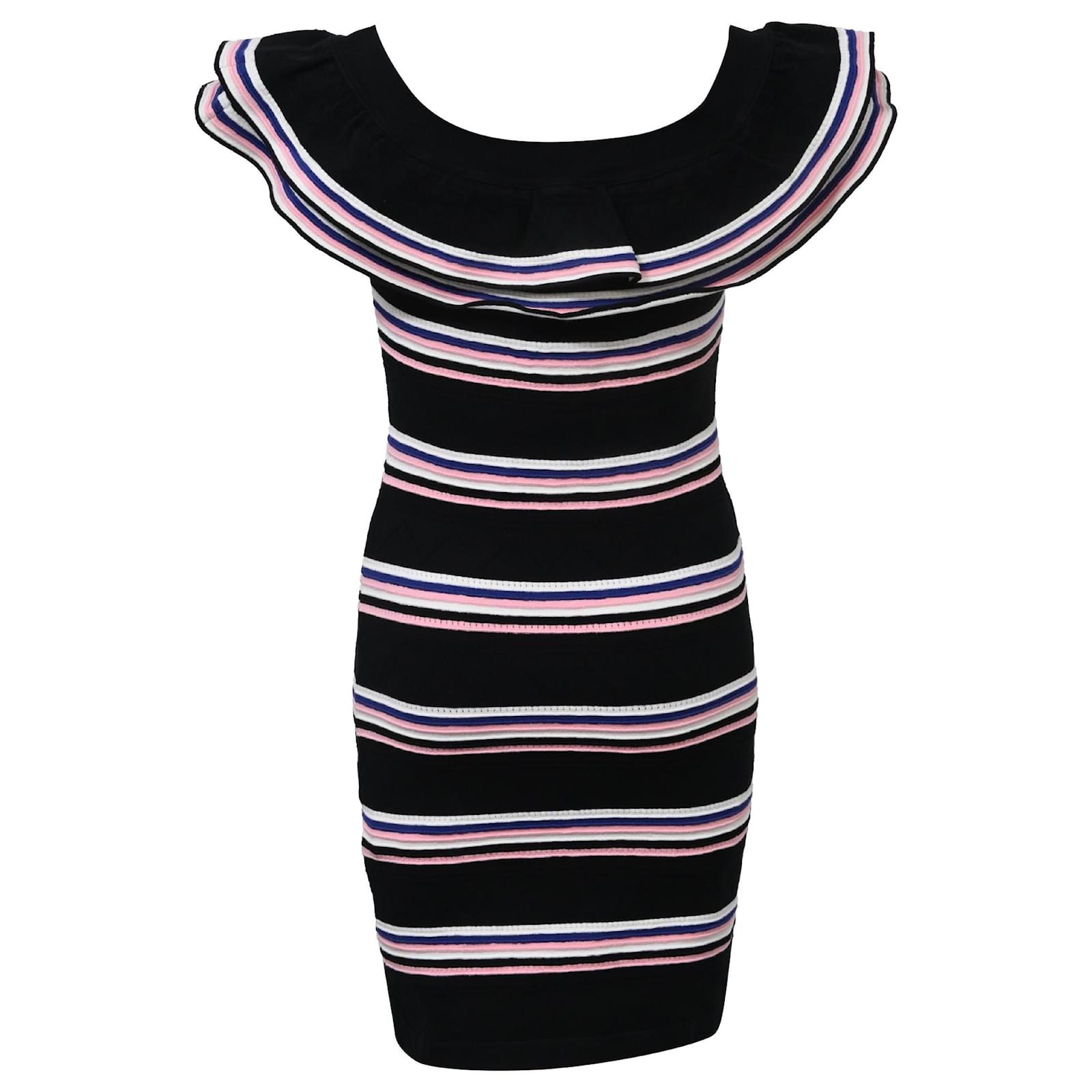 MSGM Mini Friday Off-Shoulder Ruffle Striped Dress in Multicolor Cotton Multiple colors ref.1605353 - Joli Closet MSGM Mini Friday Off-Shoulder Ruffle Striped Dress in Multicolor Cotton Multiple colors ref.1605353 - Joli Closet