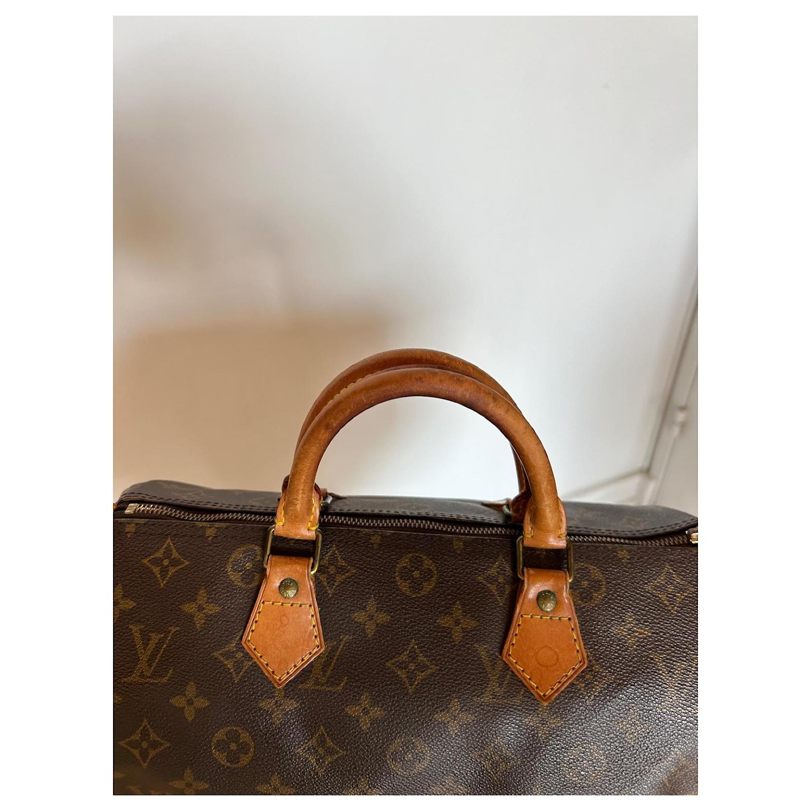 Sac Louis Vuitton Speedy 30 avec cadenas Cuir Marron Marron clair ref.1605651 Joli Closet