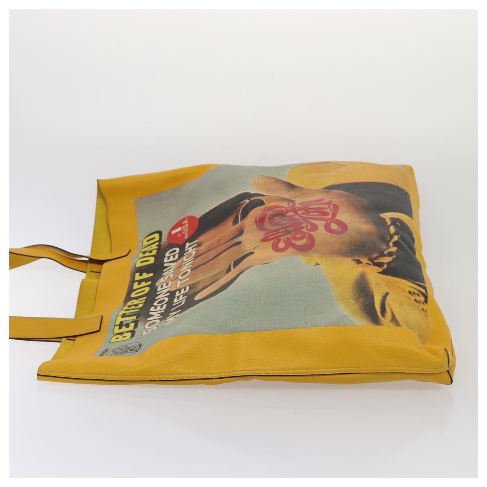 GUCCI Elton John Capsule Collection Tote Bag Leather Yellow GUCCI Elton John Capsule Collection Tote Bag Leather Yellow