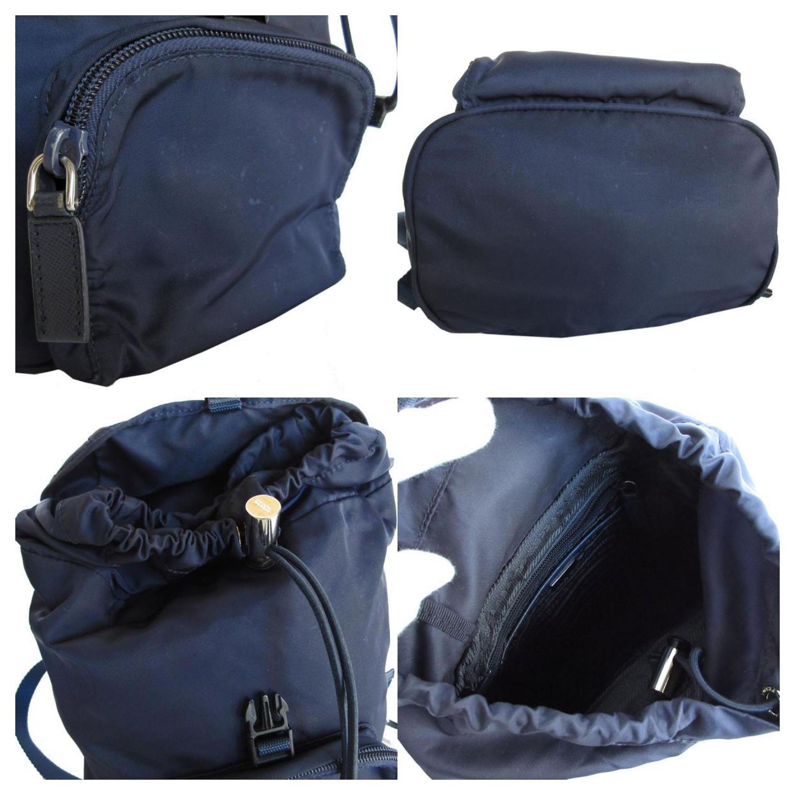 PRADA Backpack Nylon Navy Gold Auth 146671 Prada Navy Nylon Backpack Navy blue ref.1606753 - Joli Closet main image 3