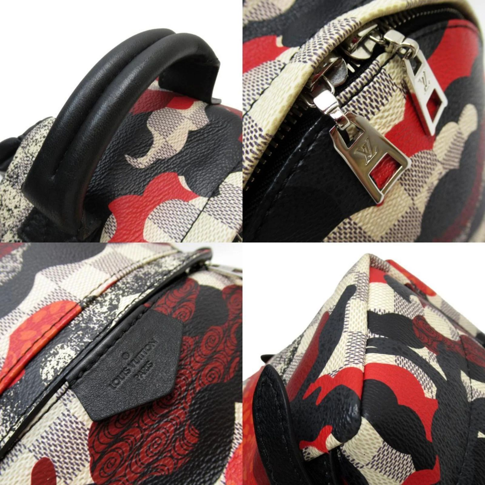 Louis Vuitton Backpack Collection Line Palm Springs PM Azur Louis Vuitton Damier Azur Palm Springs PM Backpack Black Red  main image 2