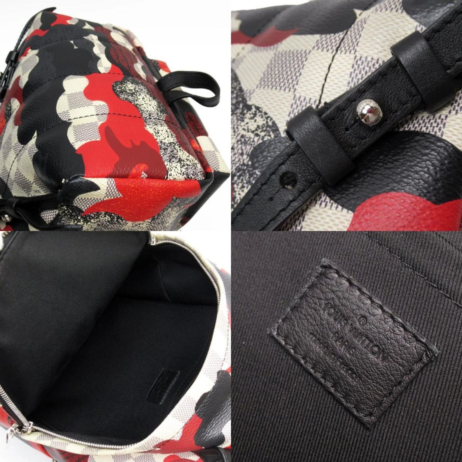 Louis Vuitton Damier Azur Palm Springs PM Backpack Black Red  display picture 1