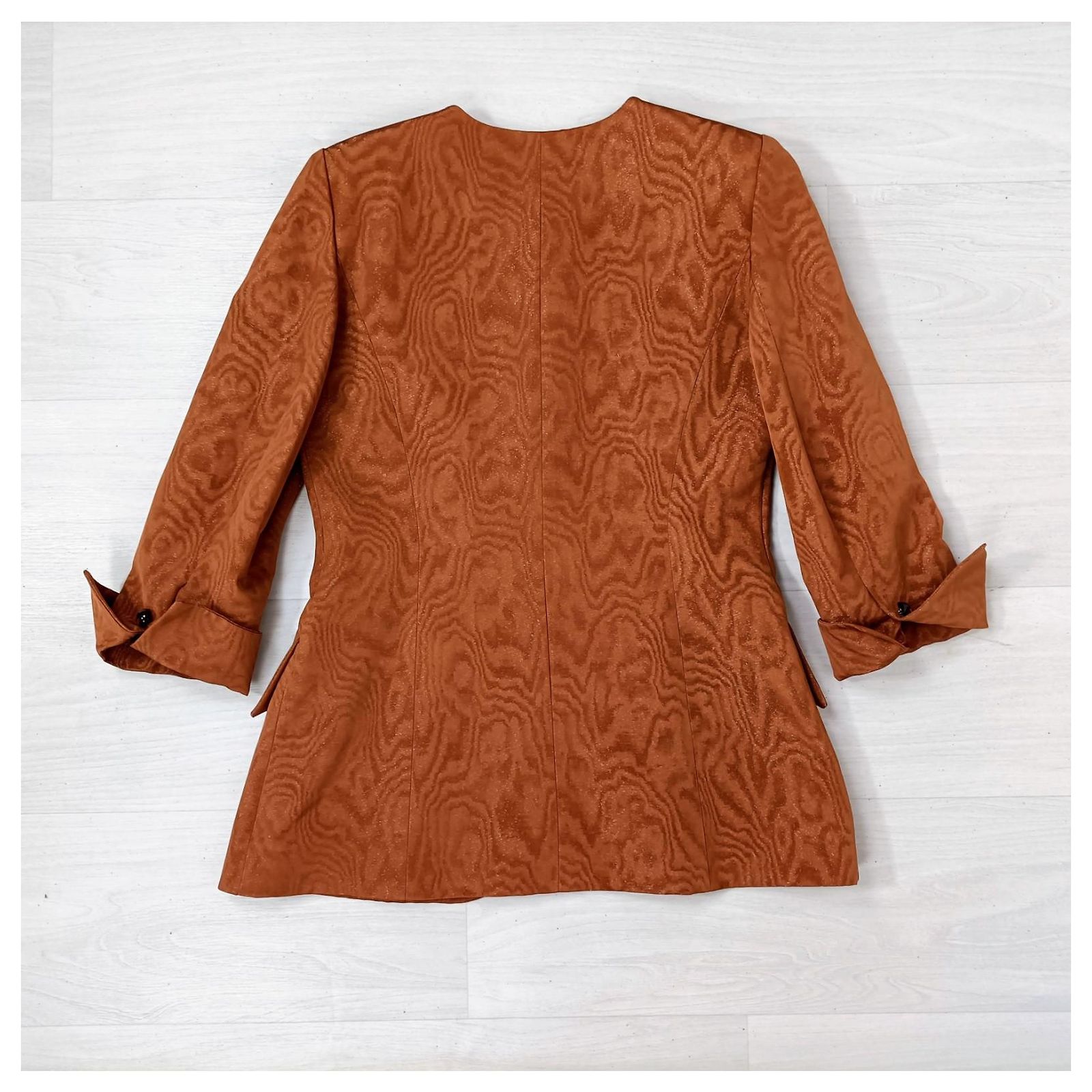 Vintage 80s Nina Ricci jacket Brown Orange Bronze Cotton Viscose 