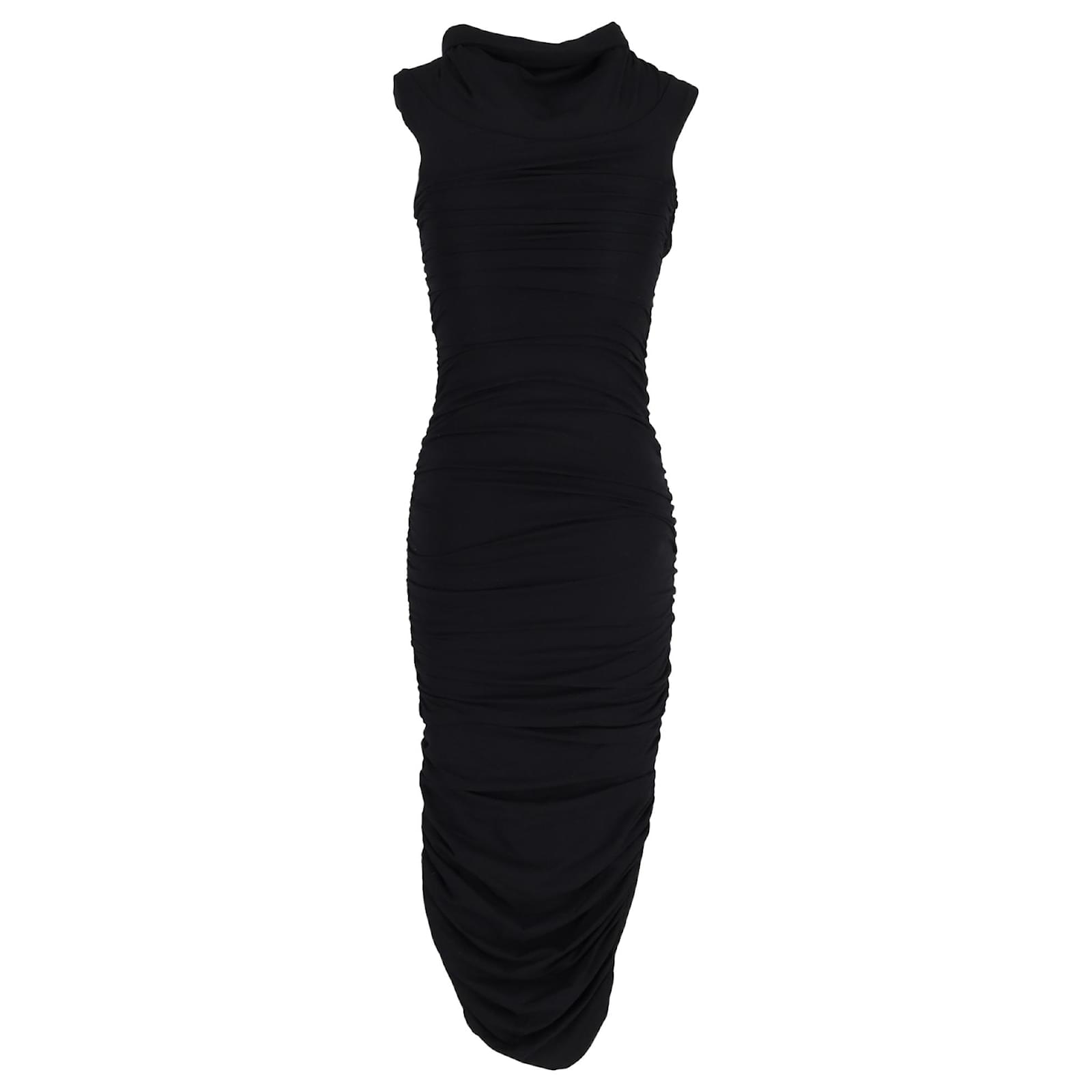 tight black cotton dress MASSIMO DUTTI Silk-Cotton Dress Women's LARGE Long Sleeve Tight Knit Mini Black
