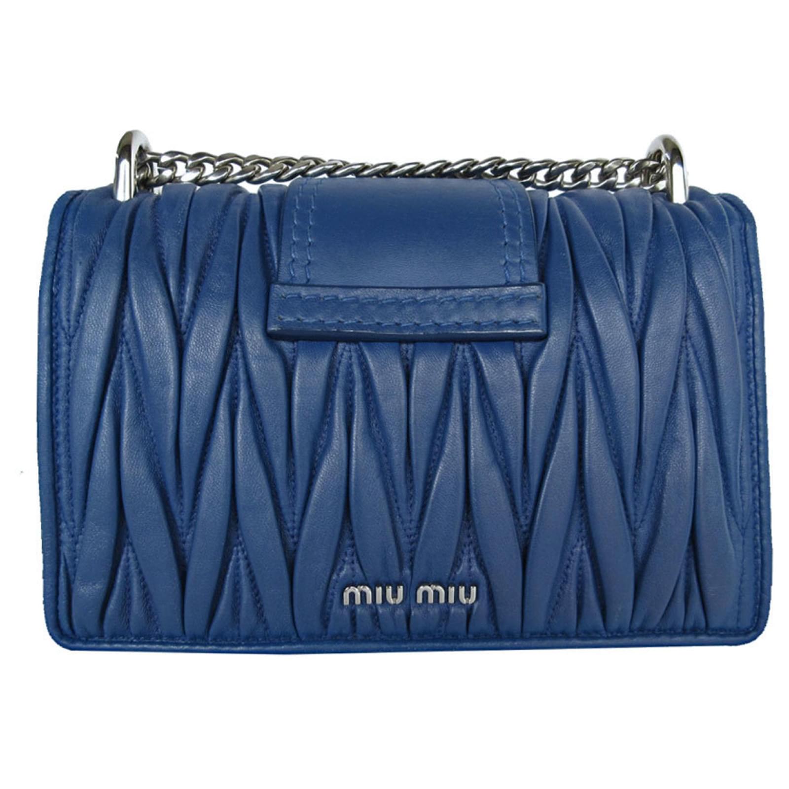 Miu Miu Blue Leather Rhinestone Shoulder Bag ref.JC1607393 (Sold