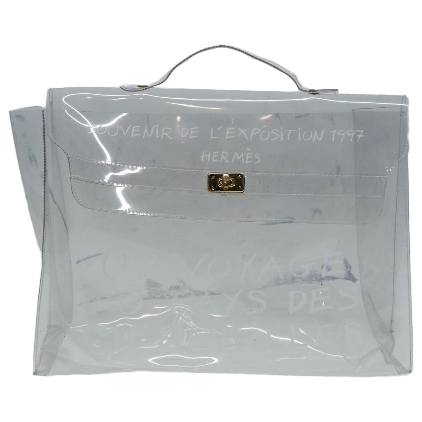 Hermes HERMES Vinyl Kelly Hand Bag Vinyl Clear Auth 87450 Polyurethane ref.1607435 Joli Closet