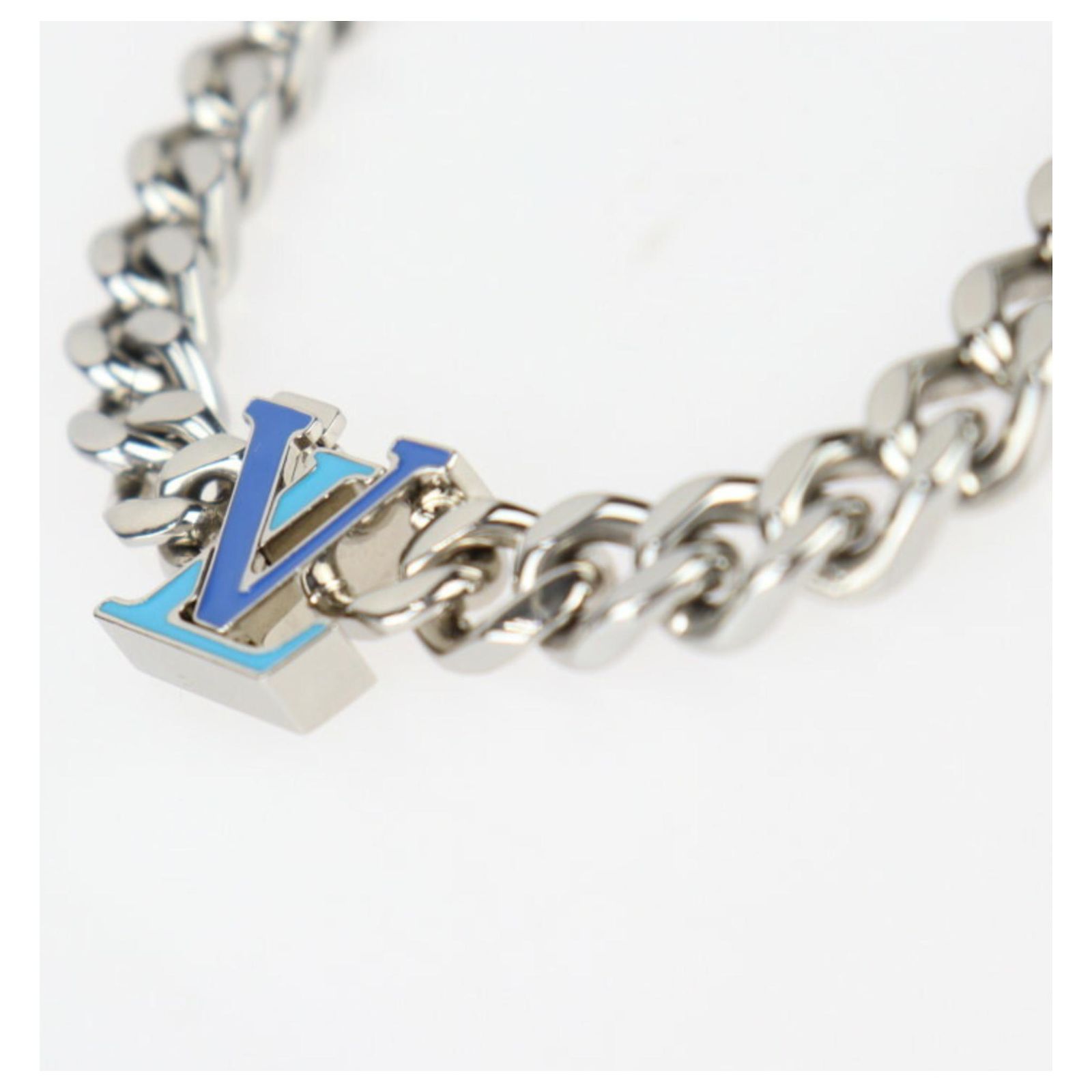 Louis Vuitton Collier LV Chain Necklace Silvery Blue Metal ref