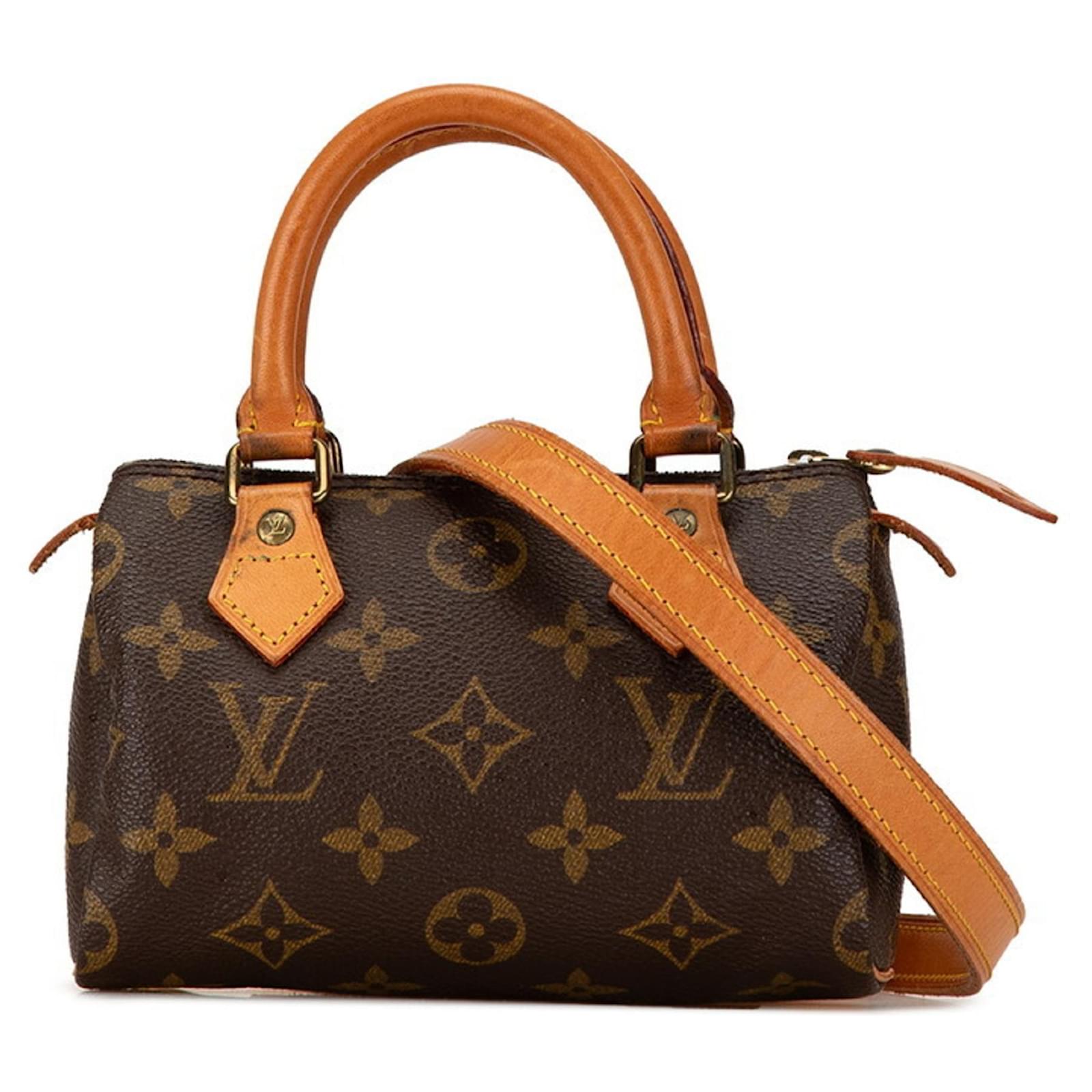 Louis Vuitton Monogram Speedy Handbag Brown Leather Plastic ref