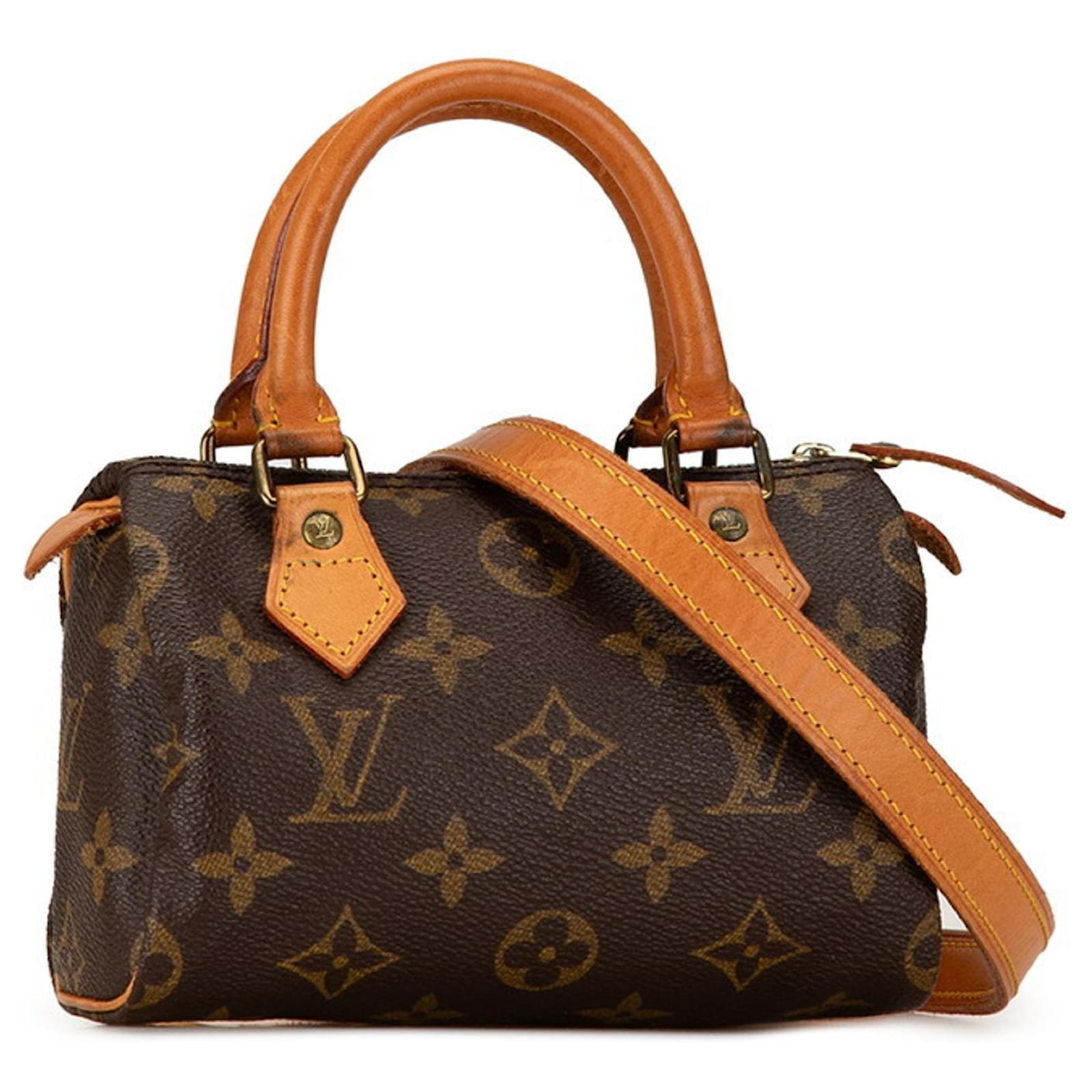 Louis Vuitton Monogram Speedy Handbag Brown Leather Plastic ref