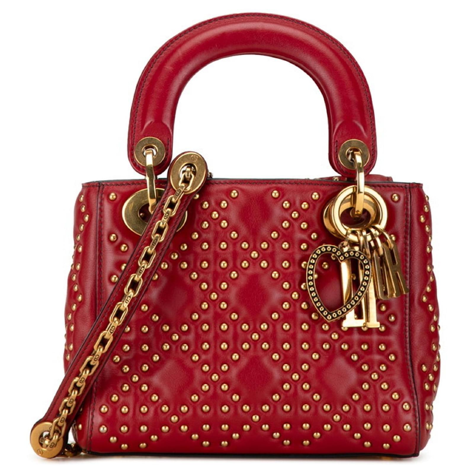 Bolso Dior Lady Studs de Christian Dior Roja Cuero