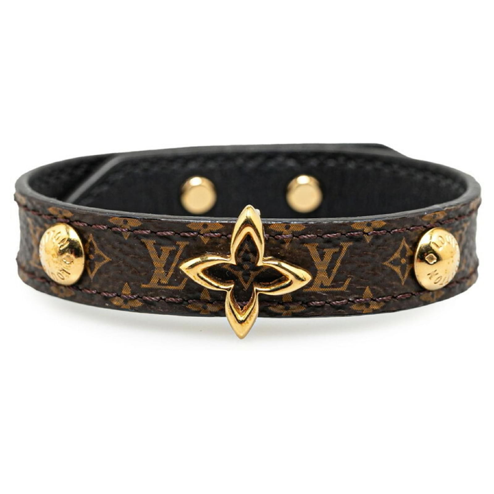 Monogramm Charm Armband Louis Vuitton Braun Golden Leder Vergoldet ref.1610282 Joli Closet
