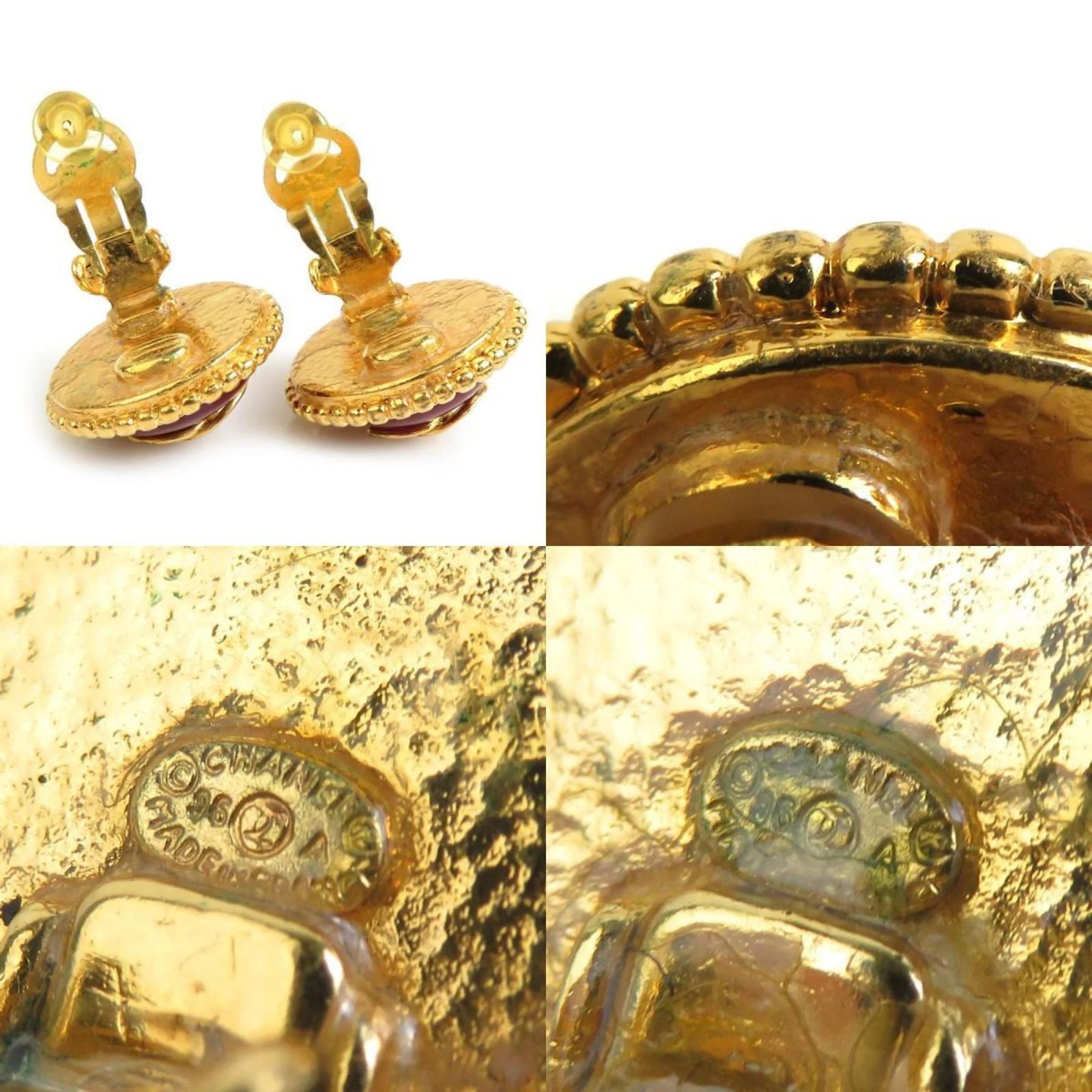 Boucles D'oreilles Vintage Clips - Couleur Doré Et Rouge, Très Bon état, Fantaisie