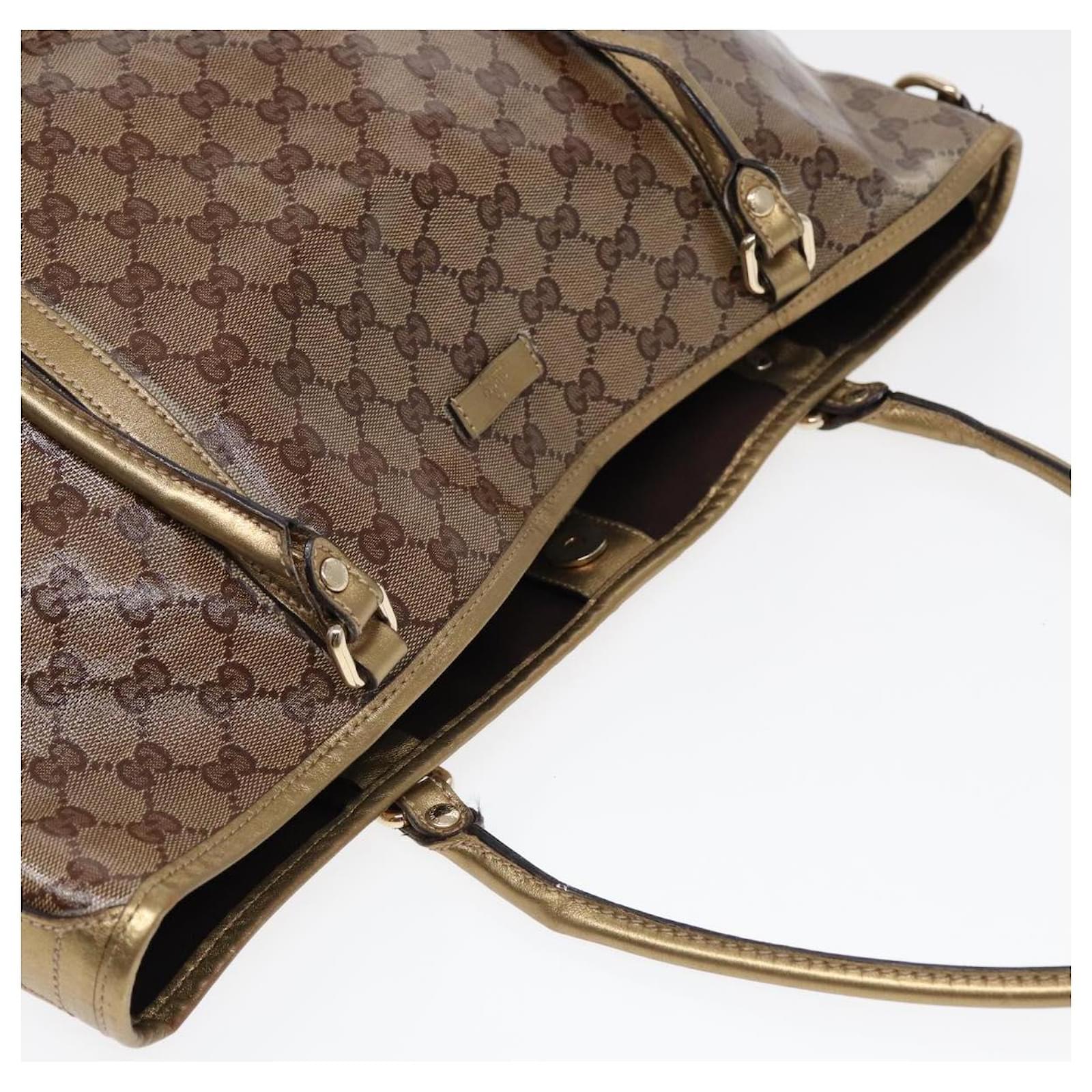 GUCCI GG Crystal Tote Bag Gold Tone Gold 197958 Auth ki4759