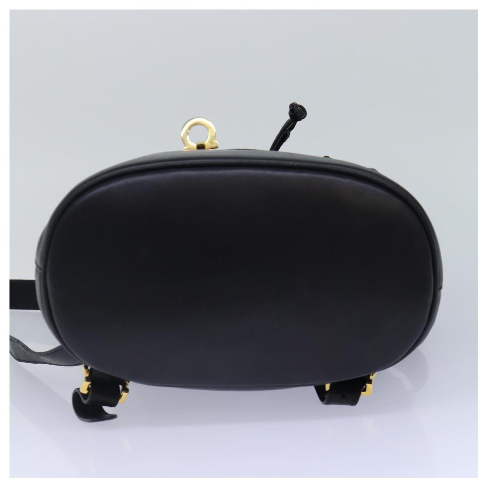 Salvatore Ferragamo Backpack Leather Black Gold Auth 86612 Salvatore Ferragamo Backpack Leather Black Gold Auth 86612  main image 4