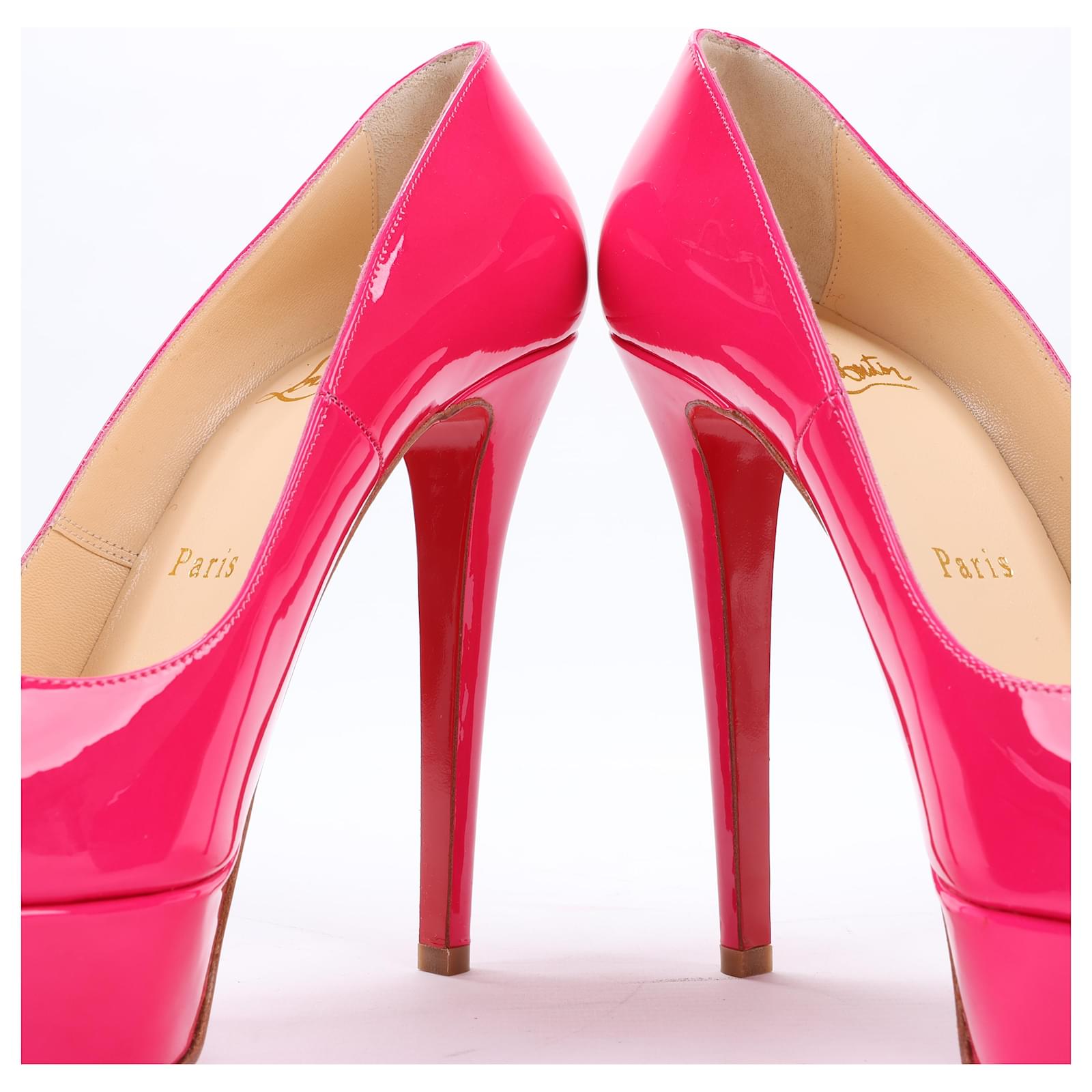 Christian Louboutin BIANCA Patent Leather Pumps 37 Hot pink
