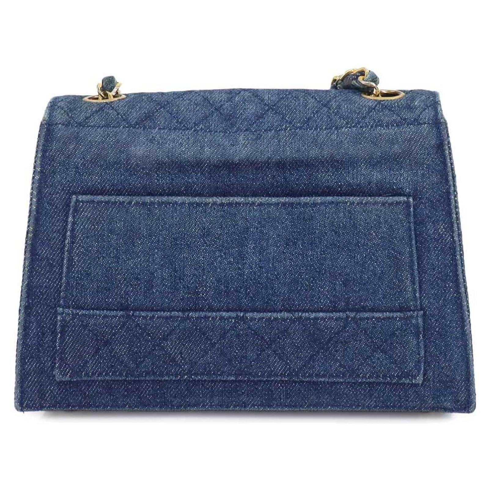 Borsa a spalla in denim blu con catena Chanel Giovanni