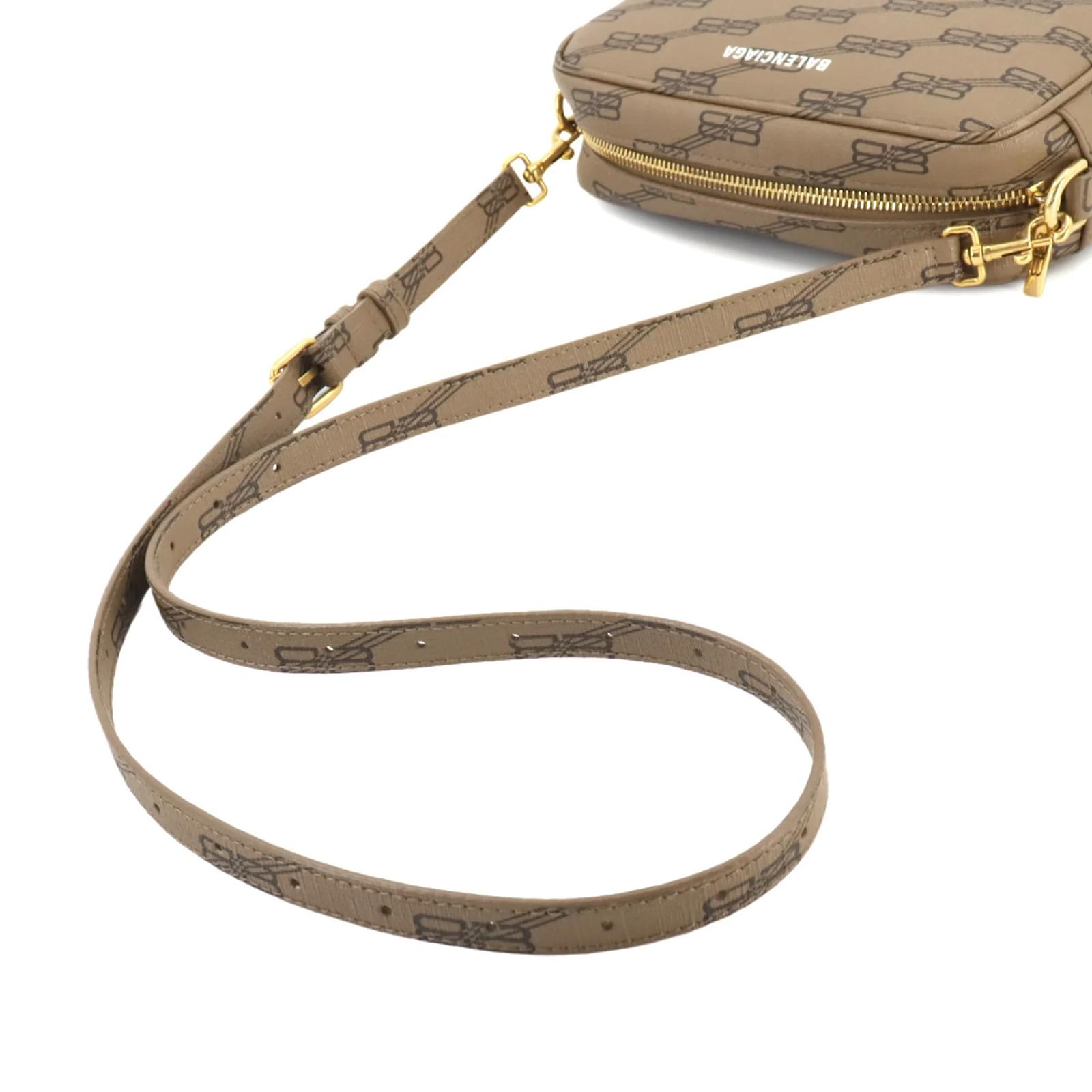 Balenciaga BB Monogram Signature Small Camera Bag Brown Plastic