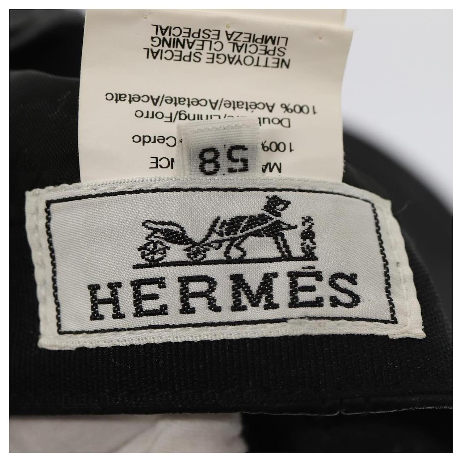 Hermès HERMES Cap Leather 58 Black Auth ar12426 ref.JC1613339