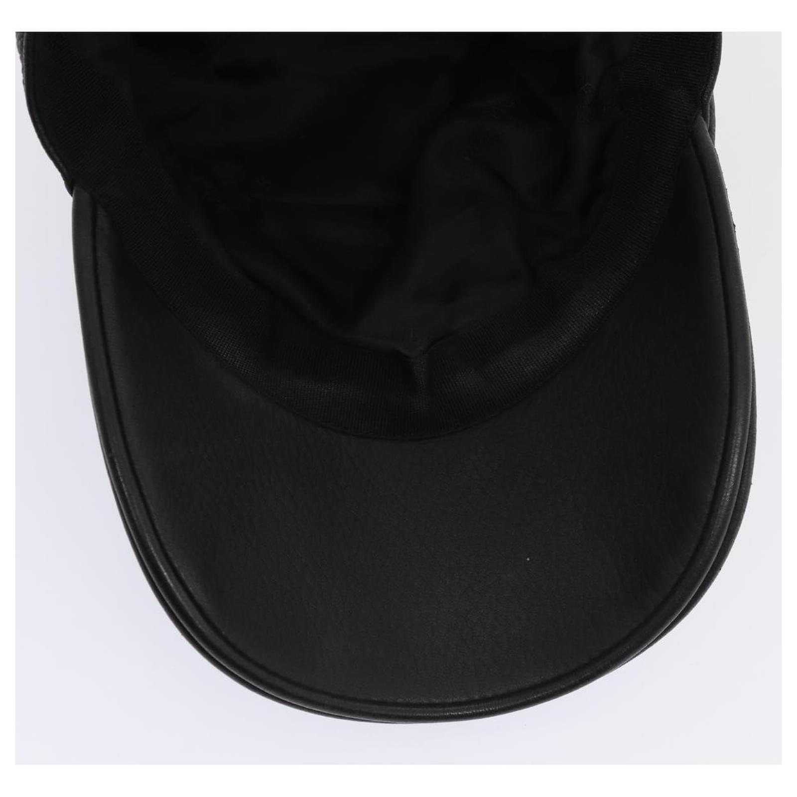 Hermès HERMES Cap Leather 58 Black Auth ar12426 ref.JC1613339