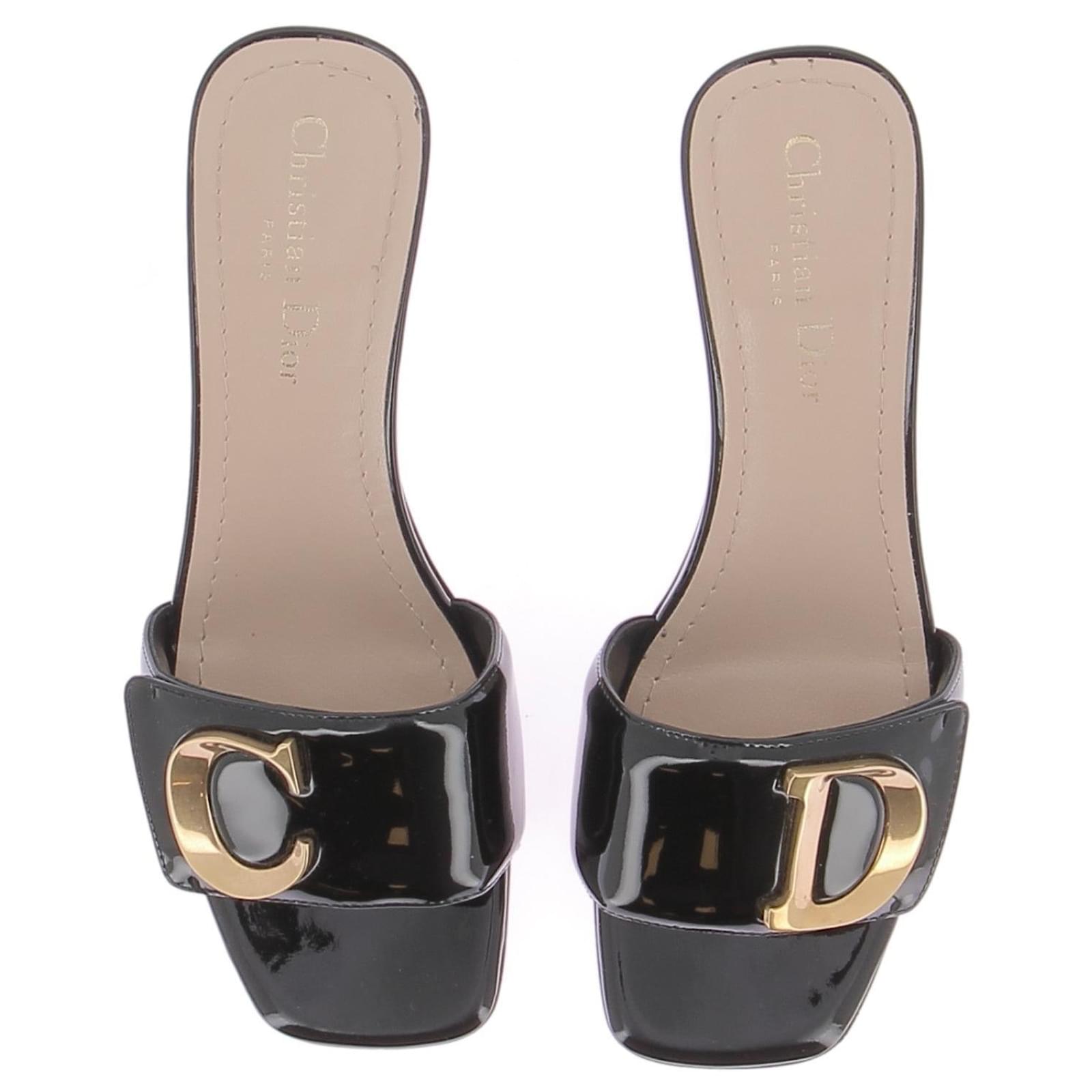 Dior sandals T.EU 38 Patent leather Black ref.1613696 - Joli