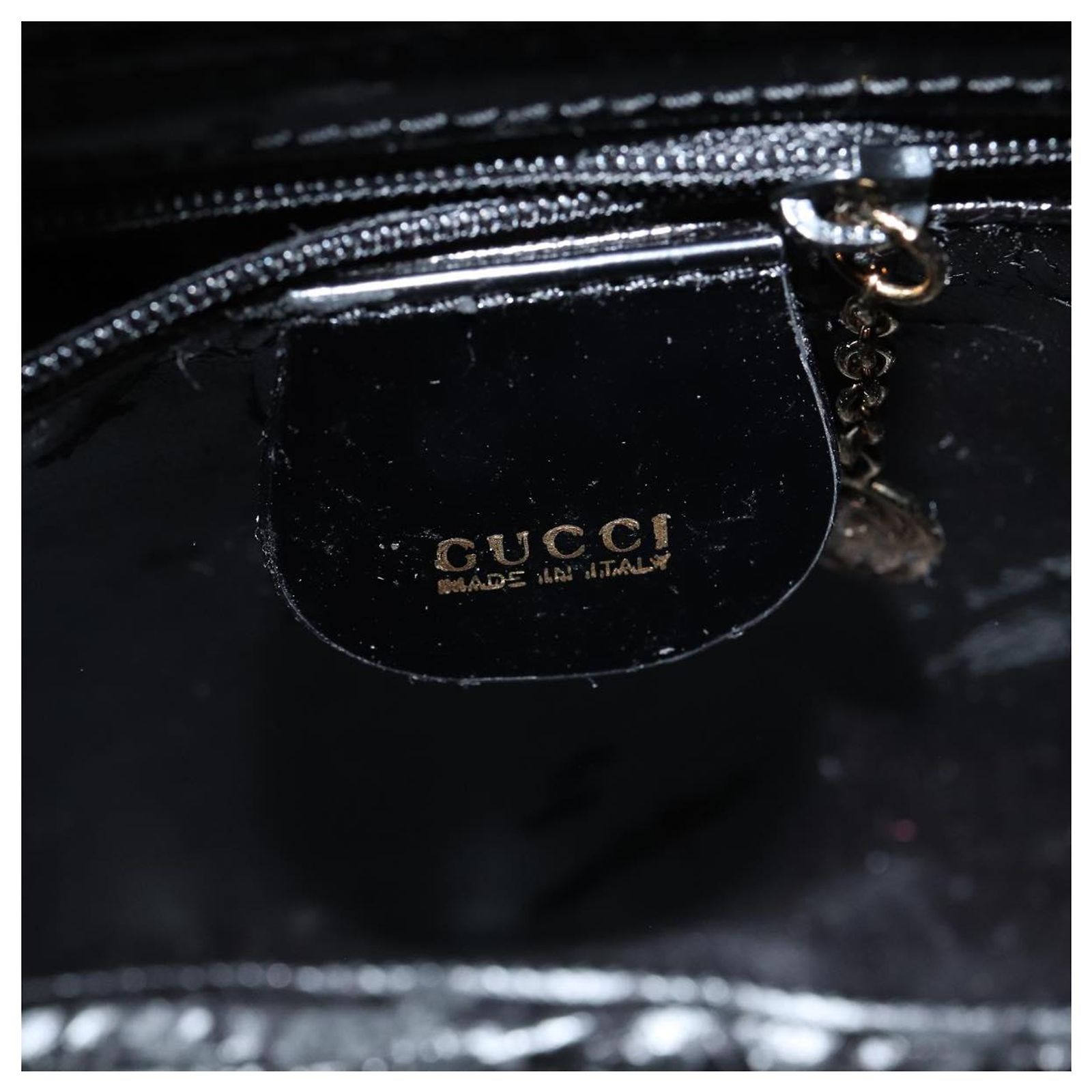 GUCCI Bamboo Body Bag Patent leather Black Gold 003 3444  display picture 1