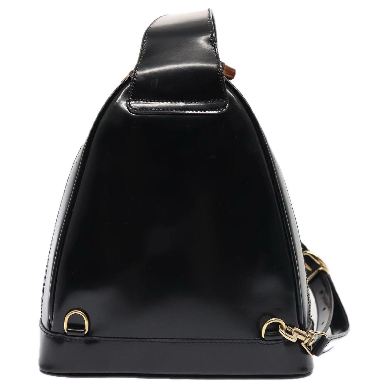 GUCCI Bamboo Body Bag Patent leather Black Gold 003 3444  display picture 1