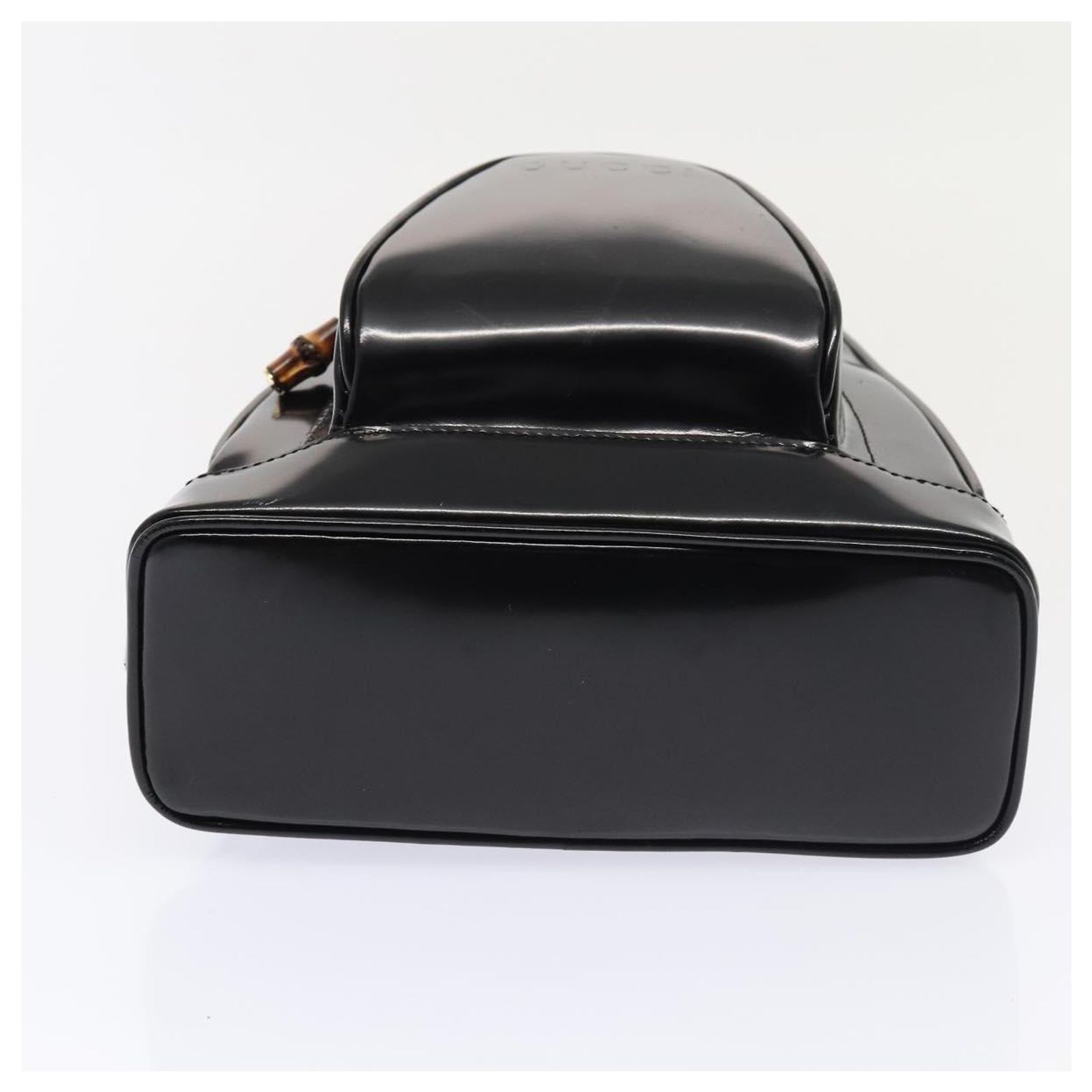 GUCCI Bamboo Body Bag Patent leather Black Gold 003 3444 