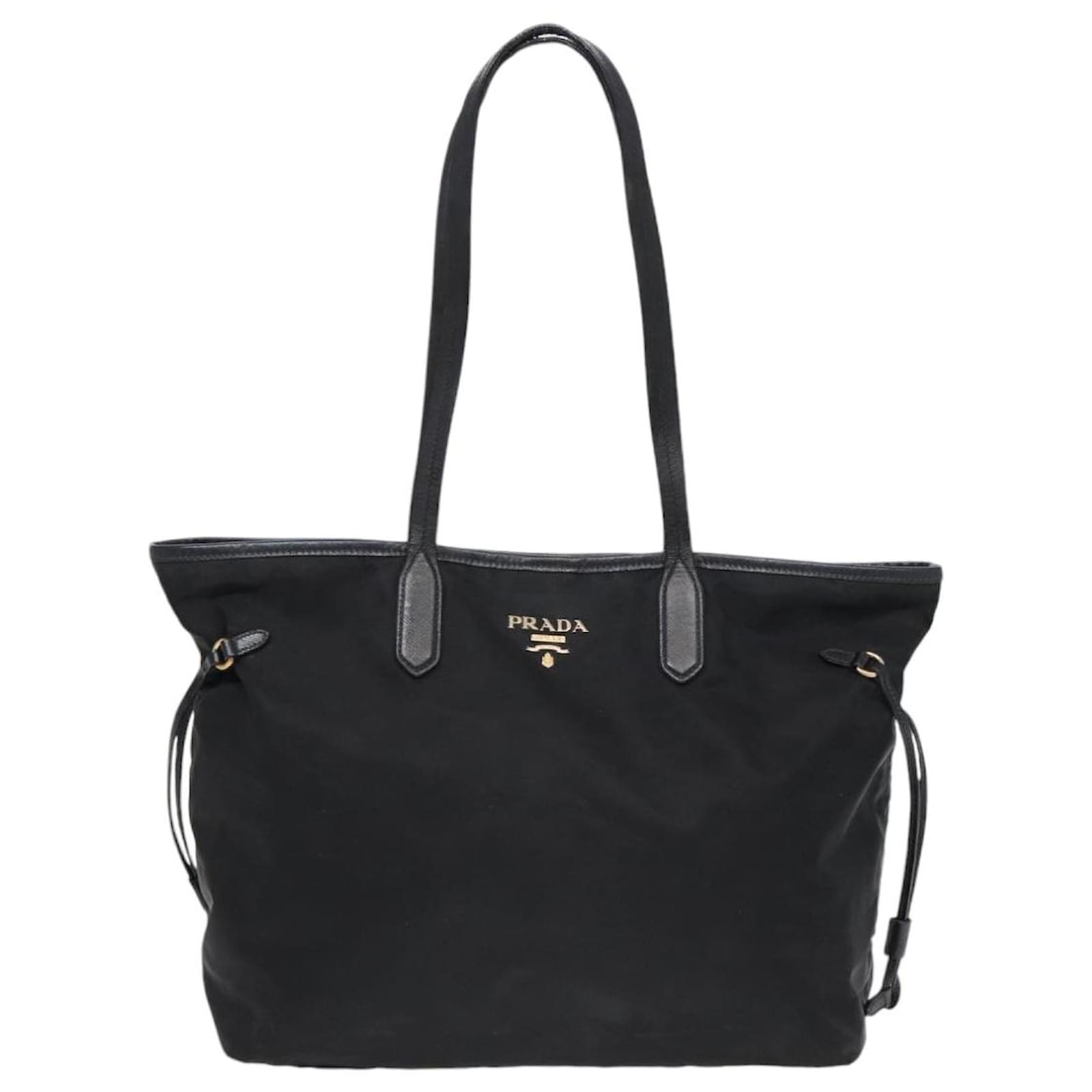 PRADA Tote Bag Nylon Black Gold Auth 84619 Golden ref.JC1614500