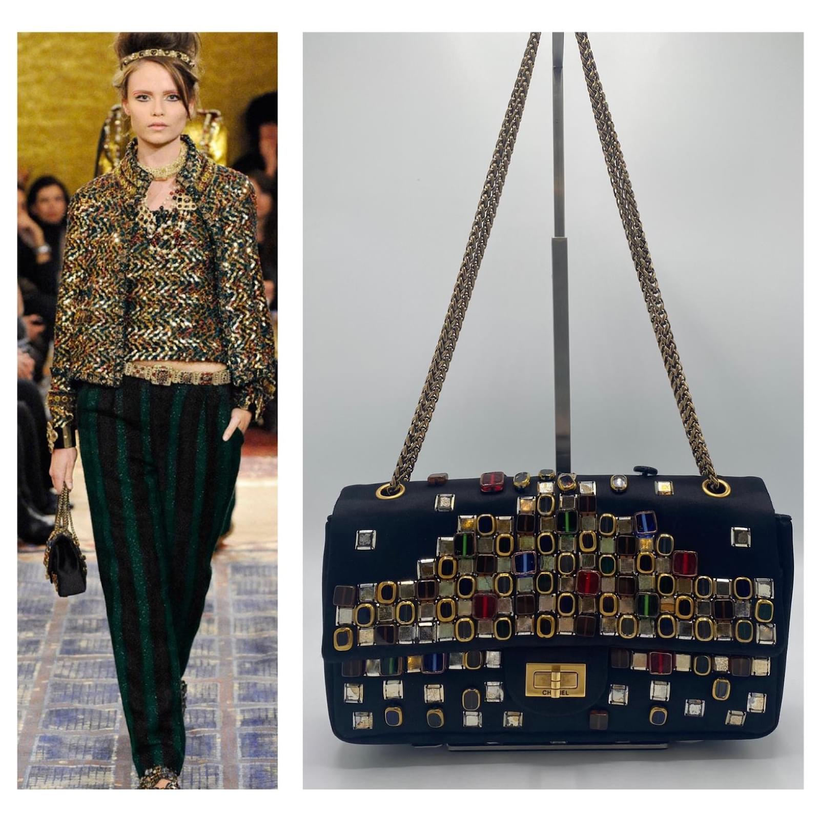 Chanel Limited Edition Paris Byzance Black Satin Gripoix 2.55