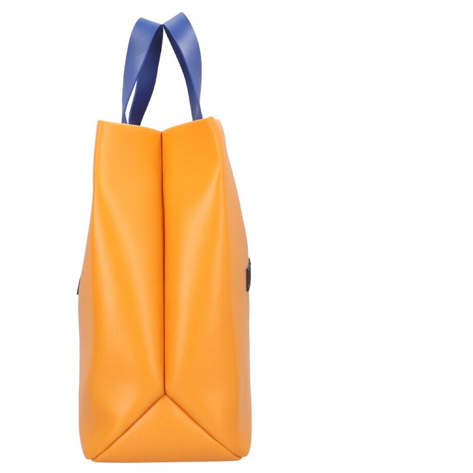 Louis Vuitton Shopper Tote MM Shoulder Bag Golden Orange Leather