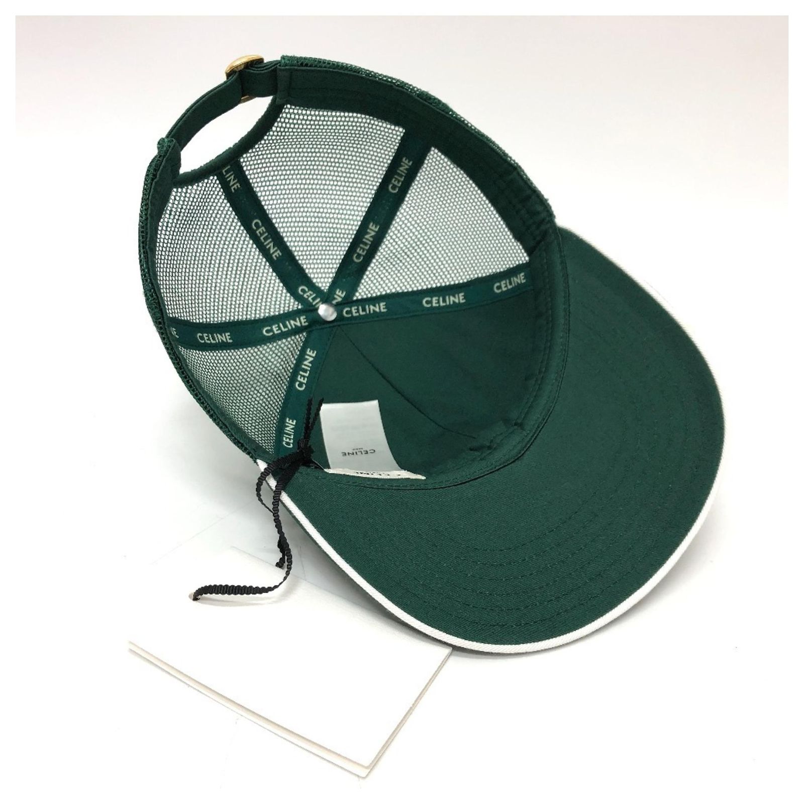 CELINE Pine Green Triomphe Trucker Cotton Baseball Cap Hat CELINE Triomphe Logo-Appliquéd Cotton-Blend Drill Baseball  main image 2
