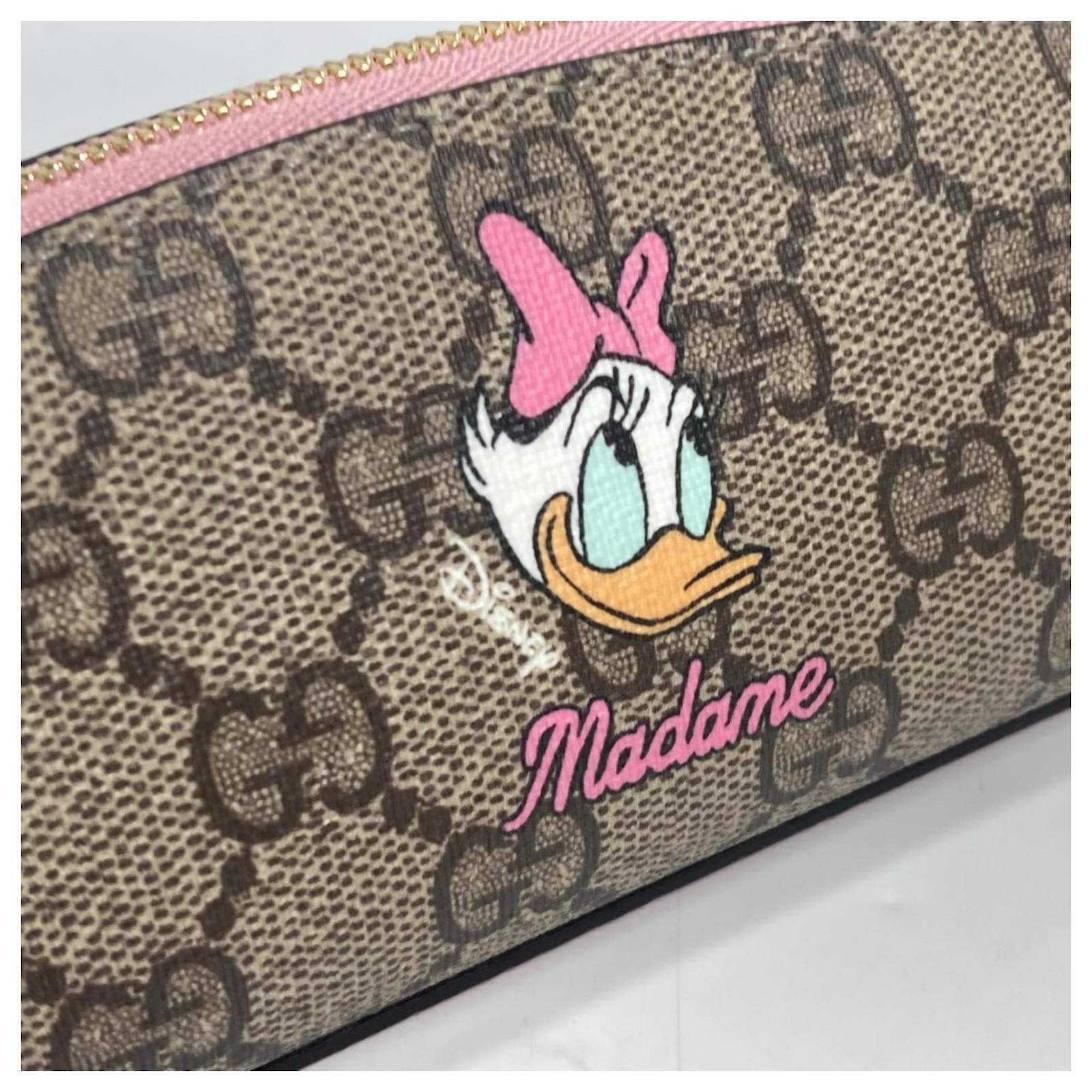 Gucci Disney Dizzy Duck Pencil Case Pink Beige Leather Plastic ref