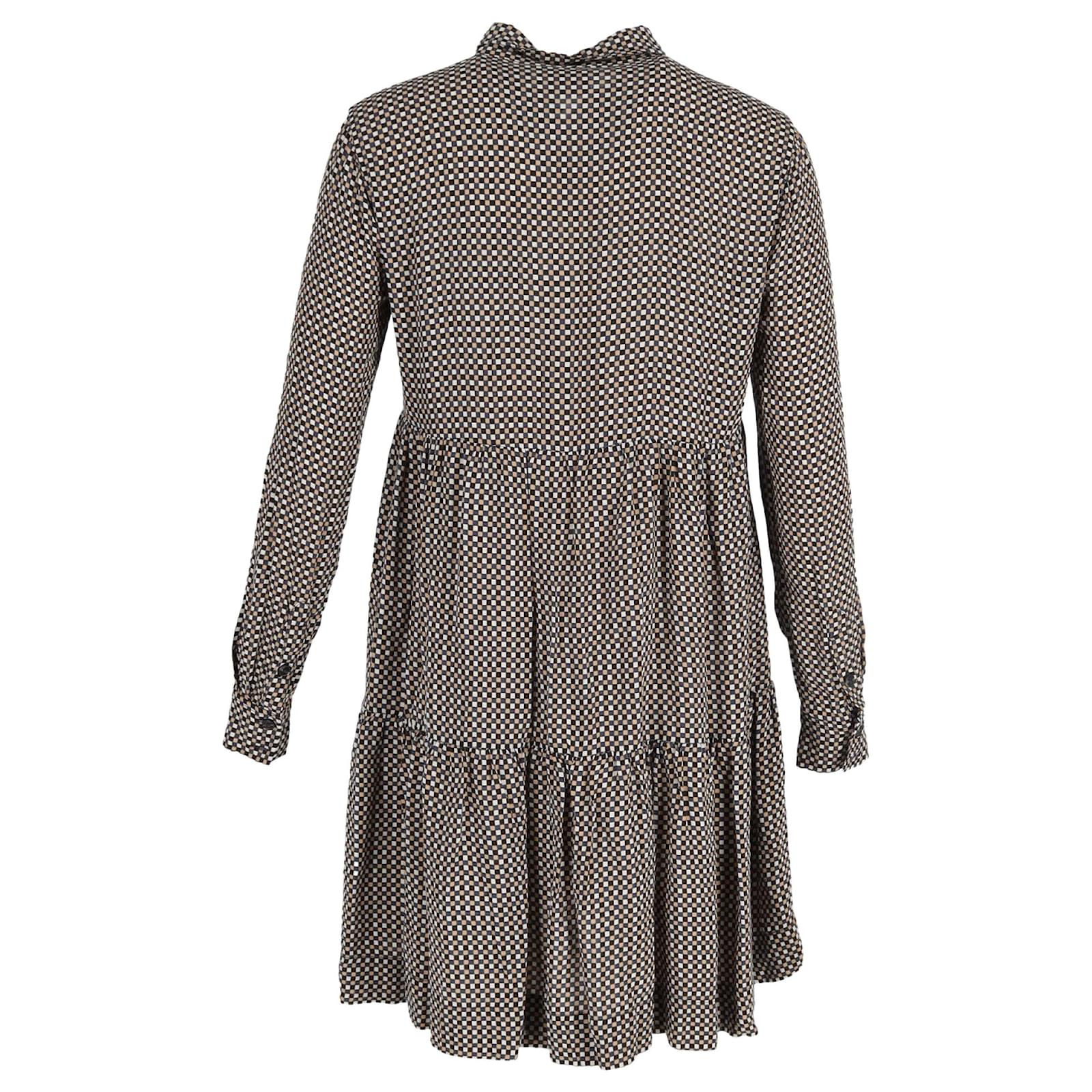 ganni printed crepe mini dress Ganni daisy-print crepe minidress