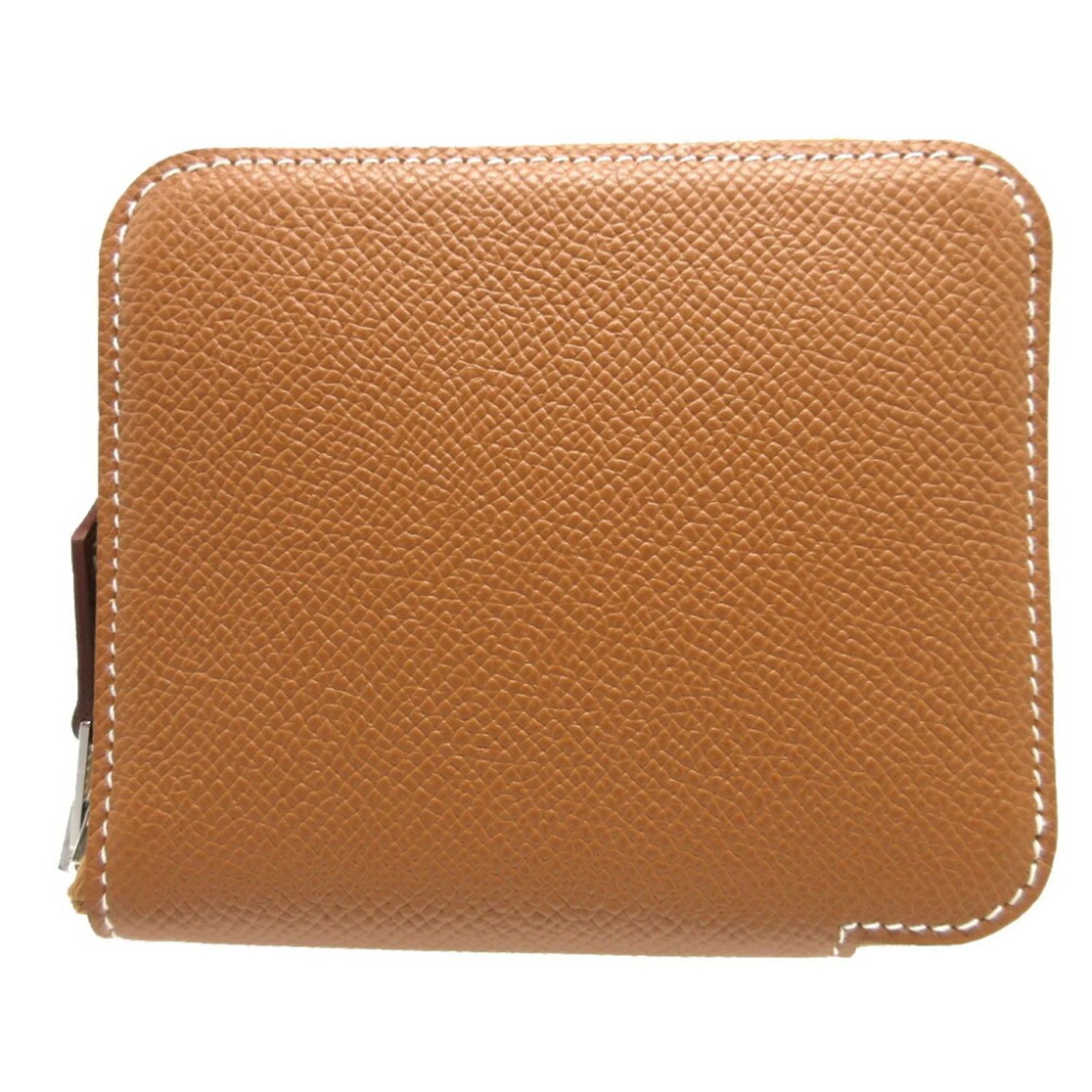 Hermès Hermes Azap Compact Coin Case in Gold Golden Leather Silk ref ...