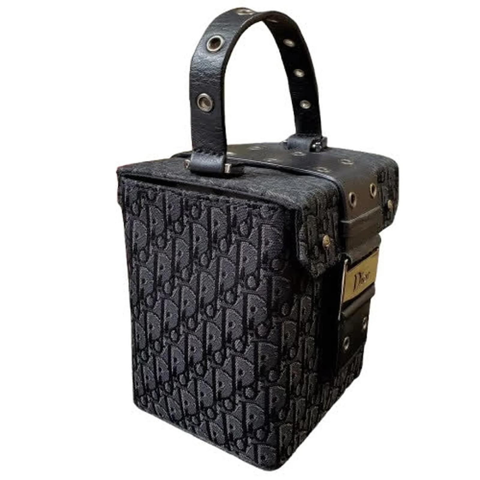 Christian Dior Trotter Vanity Bag Black Leather Cloth ref.1617769