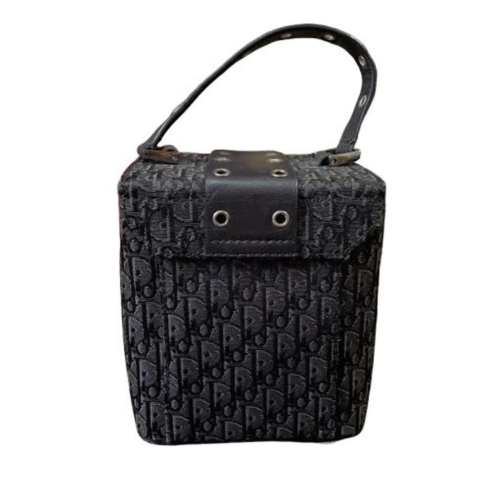 Christian Dior Trotter Vanity Bag Black Leather Cloth ref.1617769