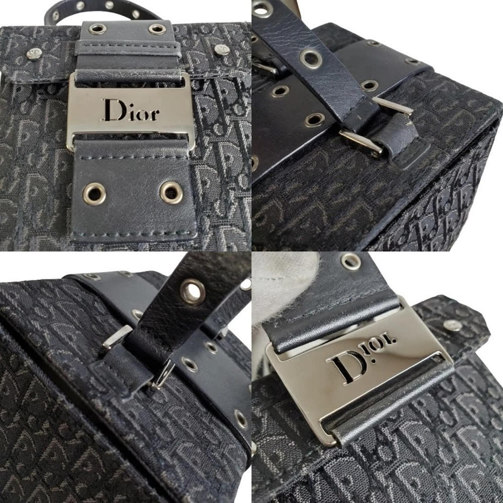 Christian Dior Trotter Vanity Bag Black Leather Cloth ref.1617769