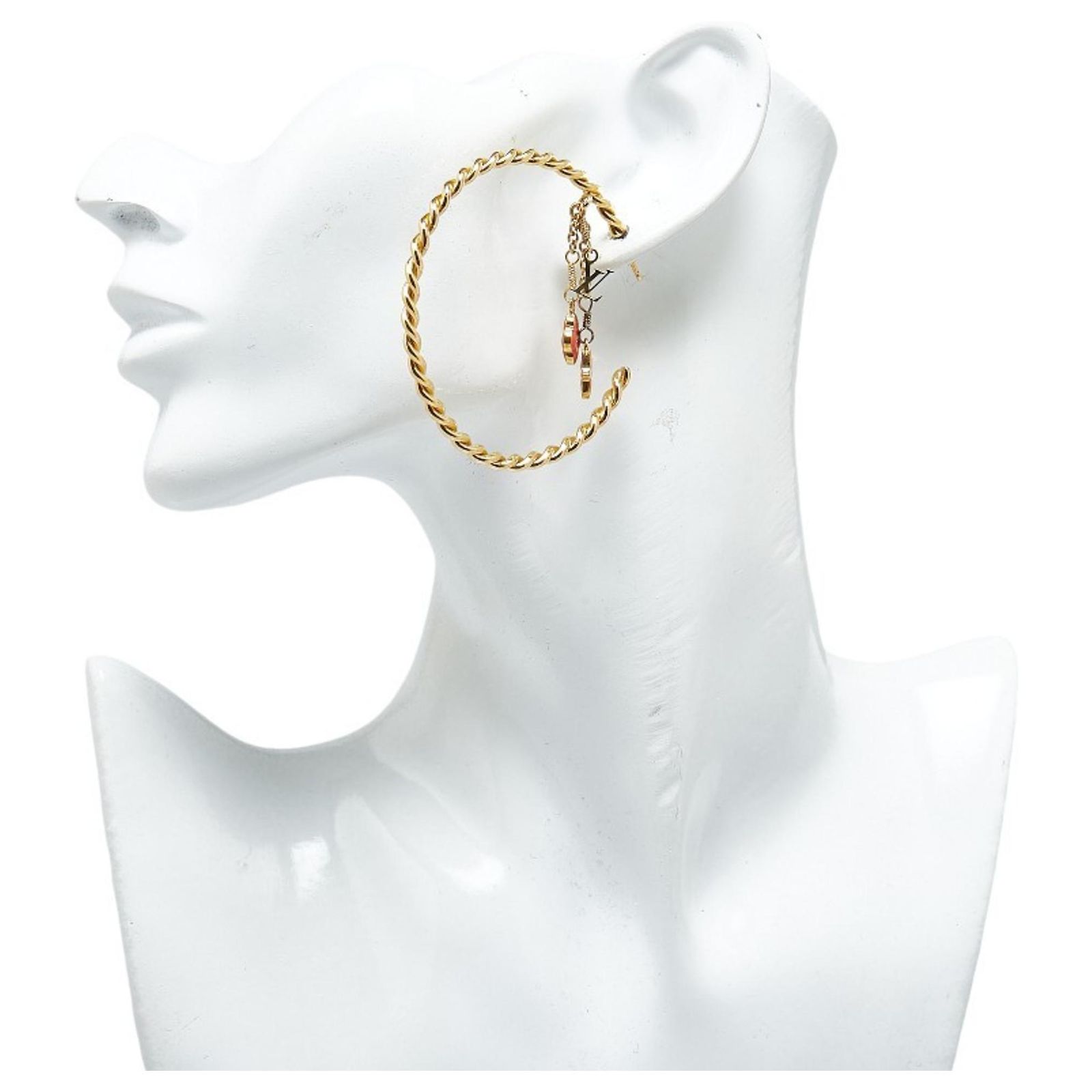 Louis Vuitton sweet monogram Creole hoop earrings Fashionphile Louis Vuitton Silver Hoop Earrings Louis  main image 2