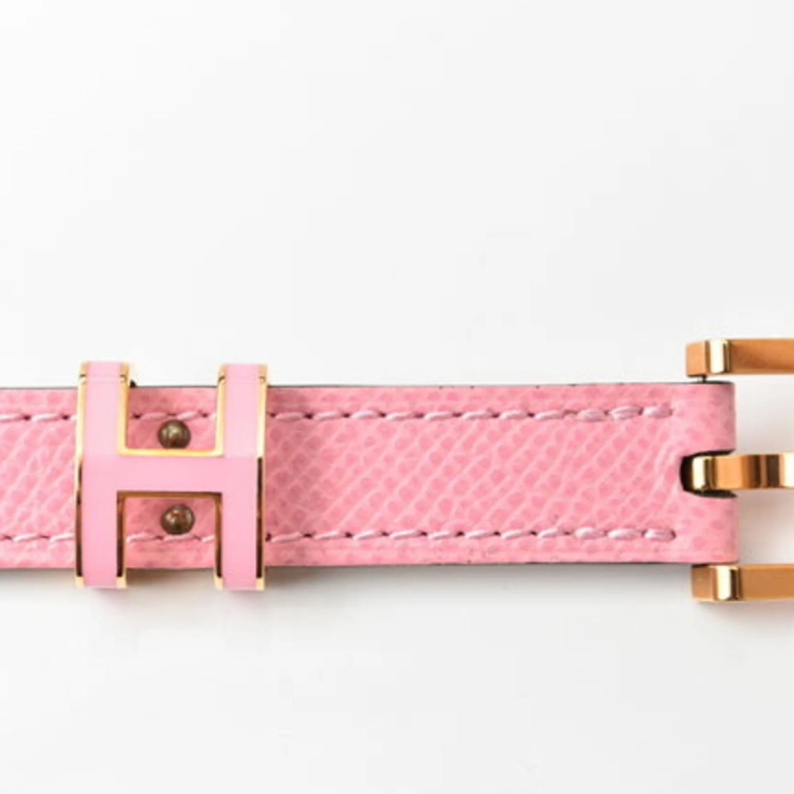 Ceinture Hermès Pop H En Cuir Veau Epsom Avec Boucle Plaque Or Rose - Tour De Taille 80cm - Très Bon état